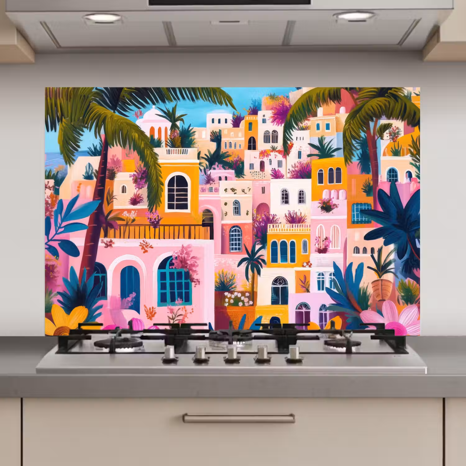 Kleurrijk - Roze - Oranje - Geel - Bloemen keuken achterwand spatscherm klein -3d_website