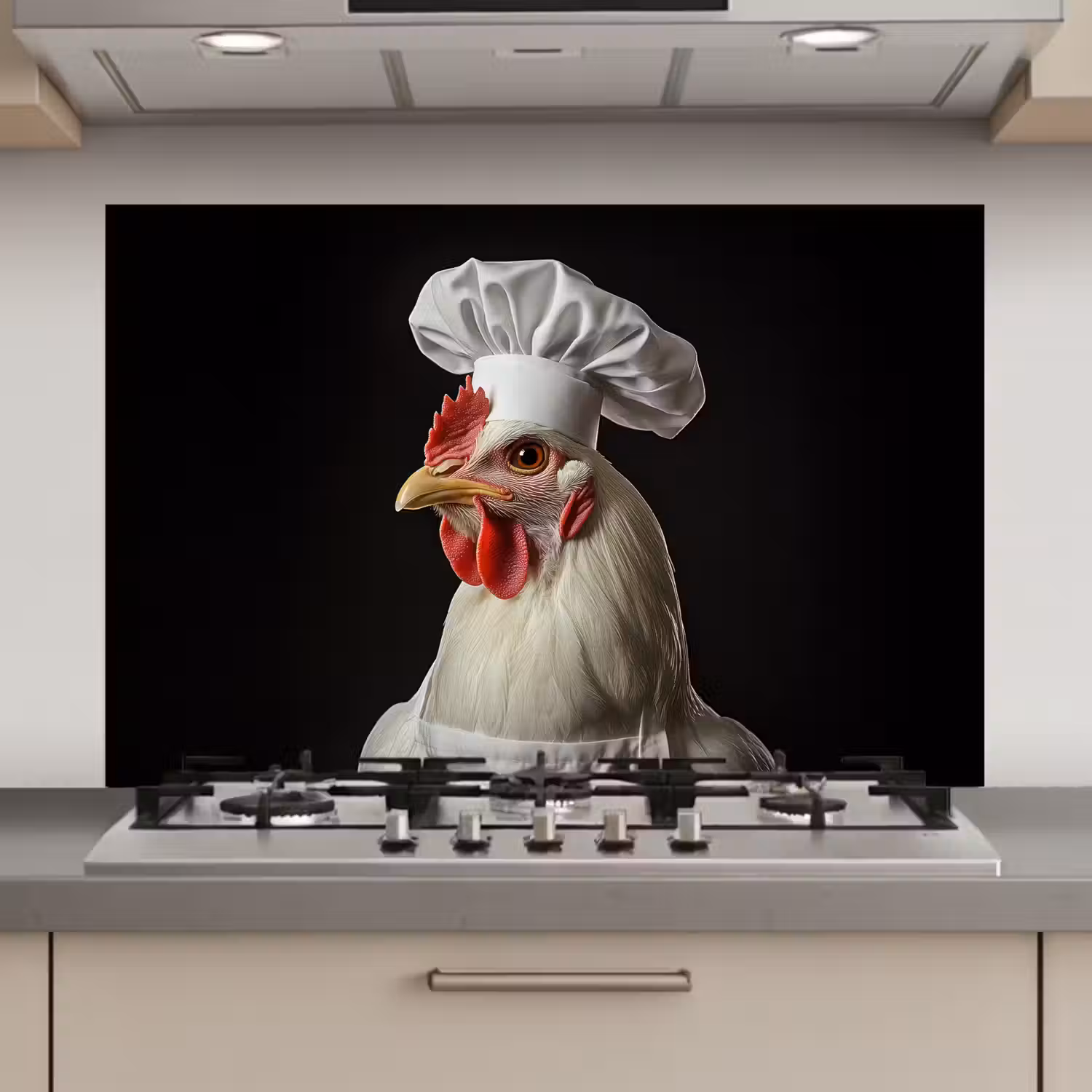 Kok - Rood - Kip keuken achterwand spatscherm klein -3d_website