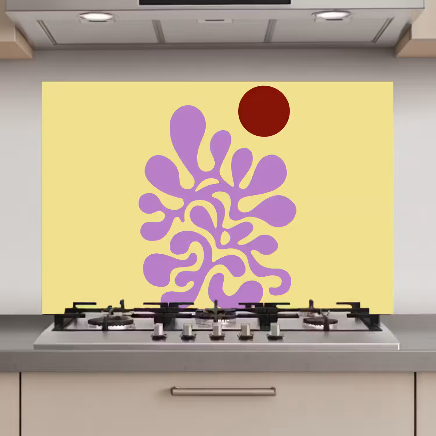 Koraal - Cirkel - Abstract - Geel keuken achterwand spatscherm klein -3d_website