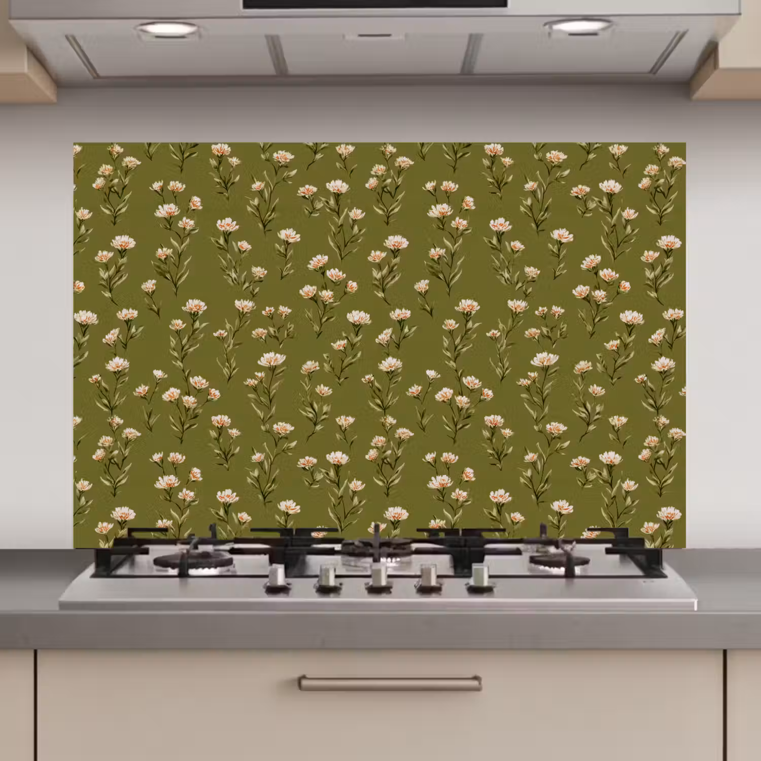 Landelijk - Bloemen - Groen keuken achterwand spatscherm klein 900 -3d_website