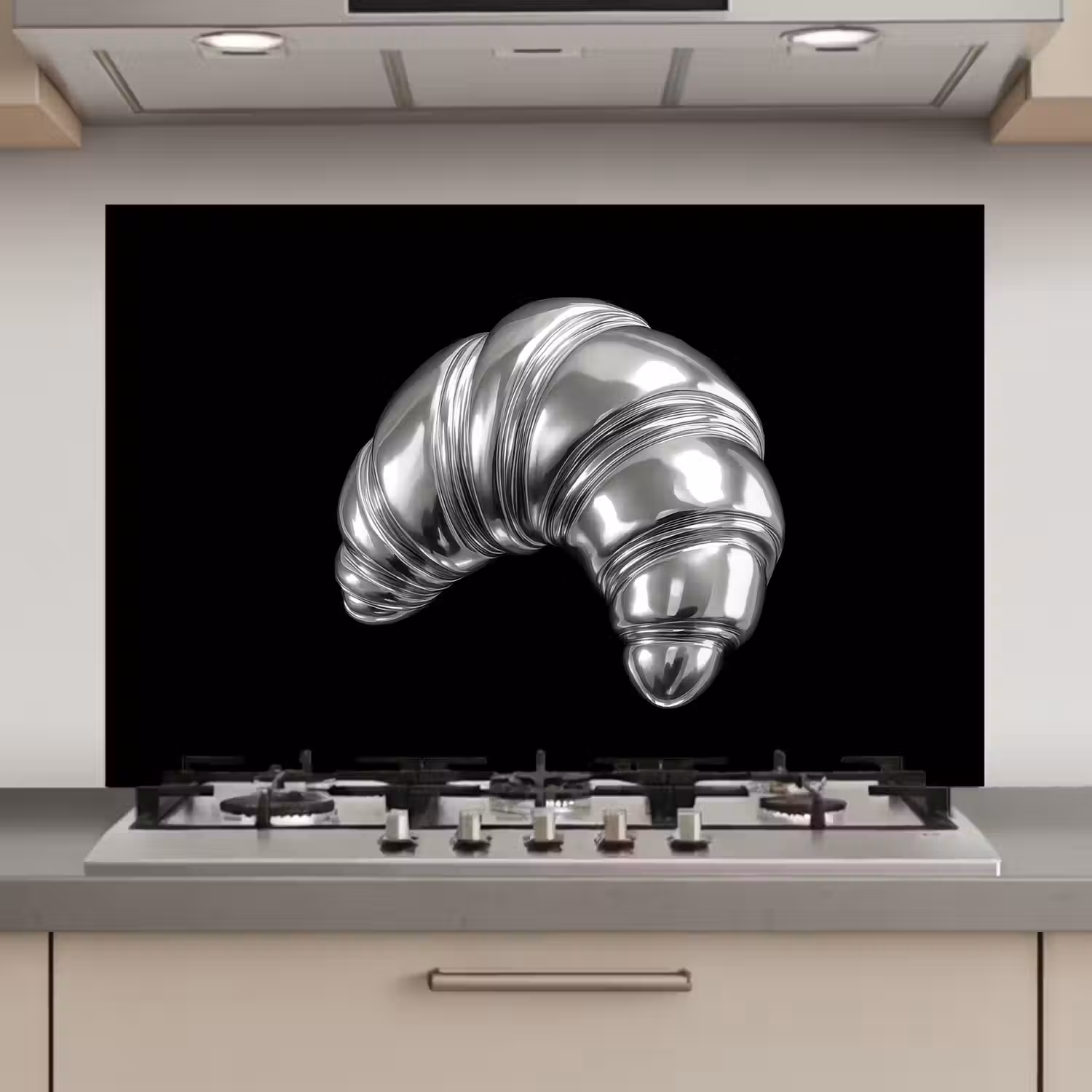 Croissant - Metaal - Zilver keuken achterwand spatscherm klein -3d_website