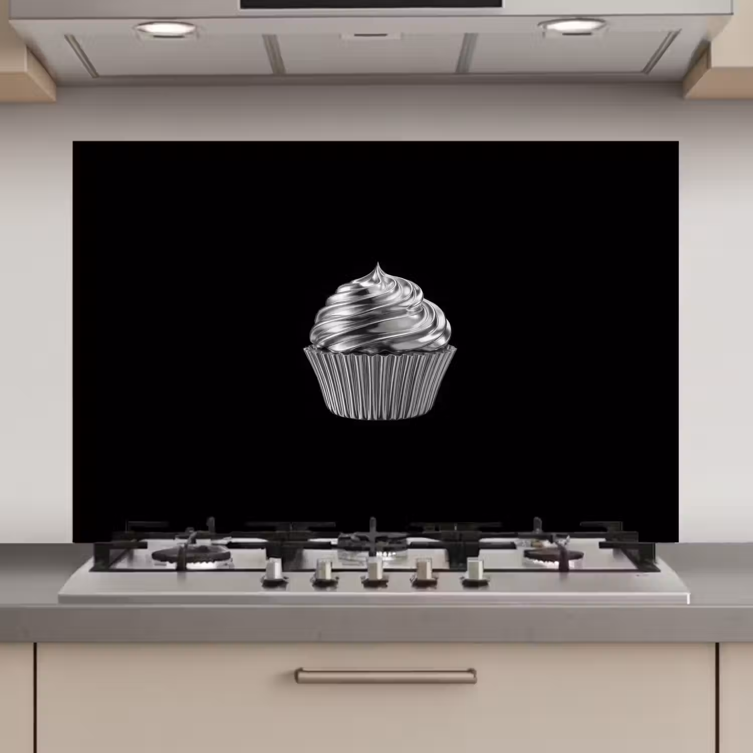 Cupcake - Luxueus - Zilver keuken achterwand spatscherm klein -3d_website