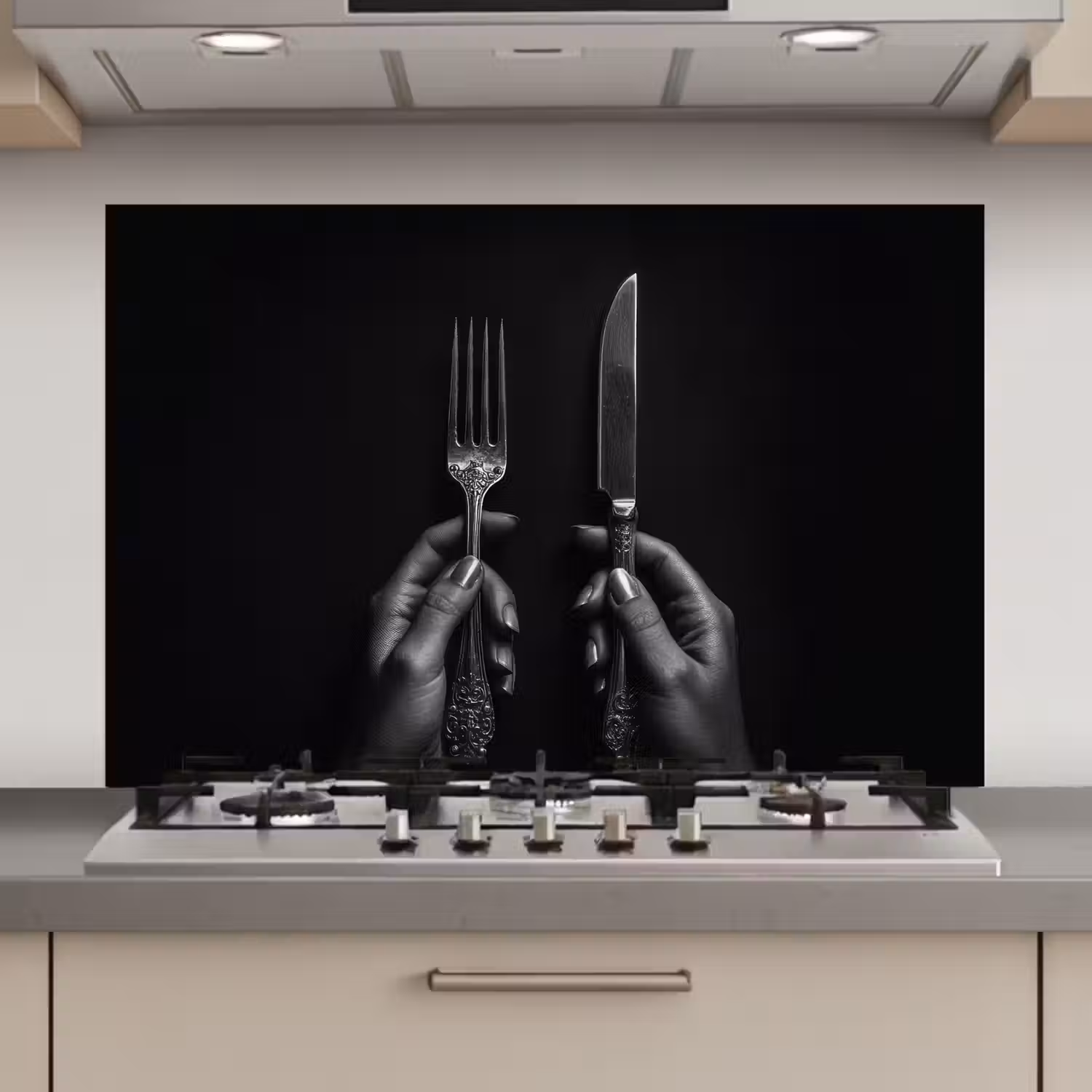 Bestek - Zwart - Wit keuken achterwand spatscherm klein -3d_website