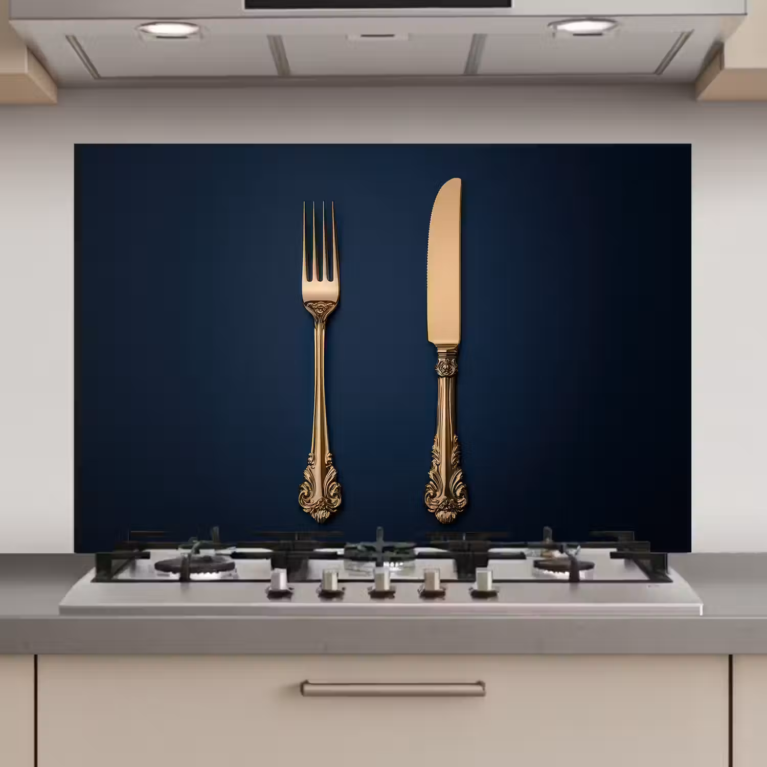 Bestek - Donkerblauw - Goud keuken achterwand spatscherm klein -3d_website