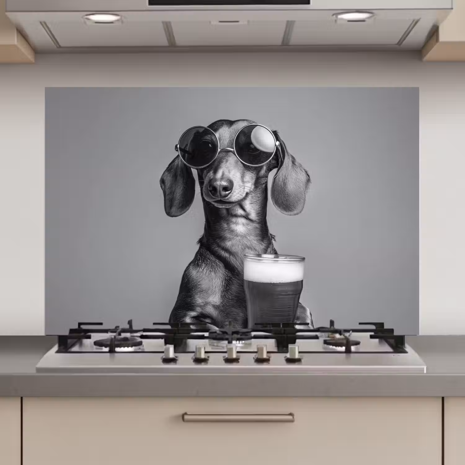Teckel - Bier - Glas - Bril keuken achterwand spatscherm klein -3d_website