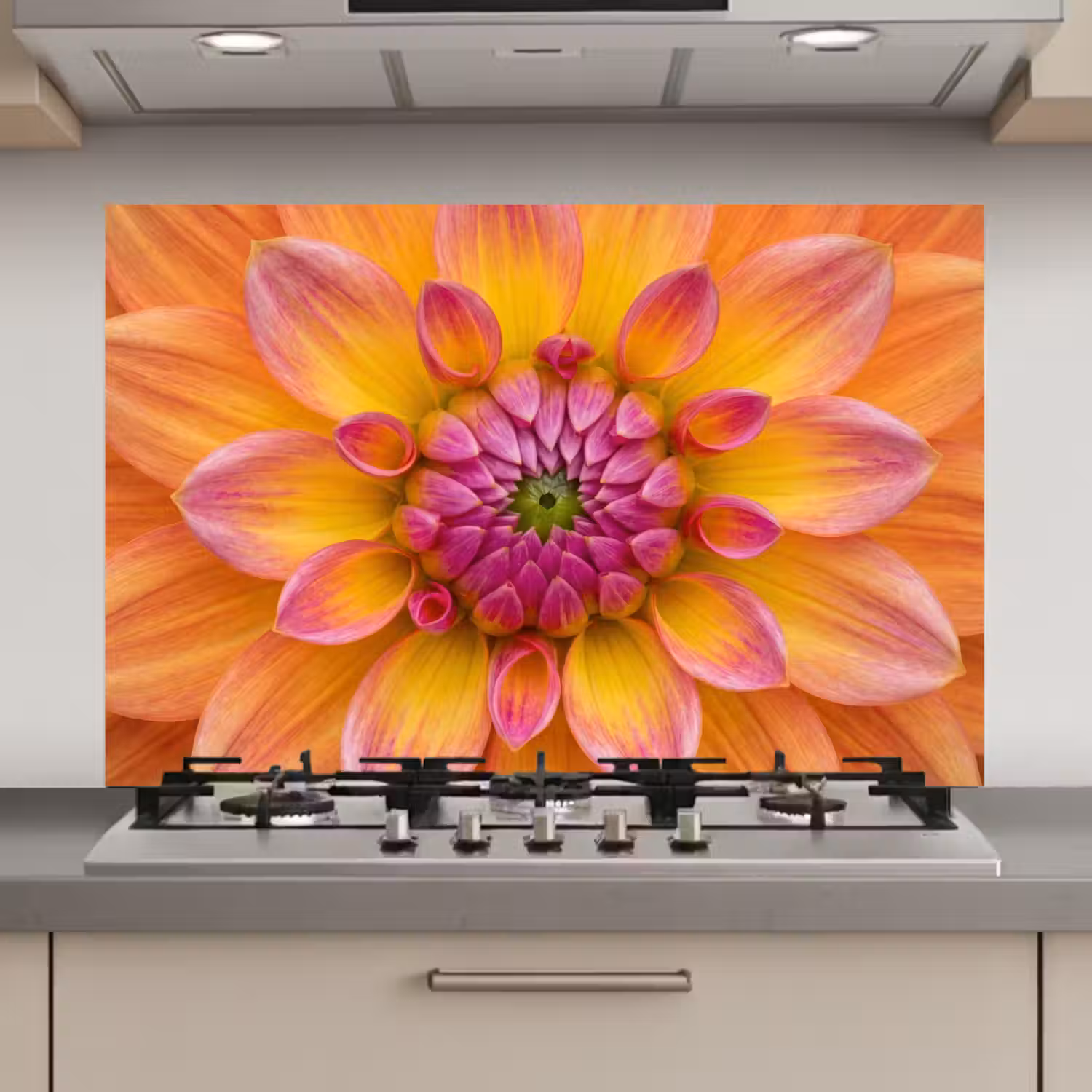 Dahlia - Bloem - Oranje keuken achterwand spatscherm klein -3d_website