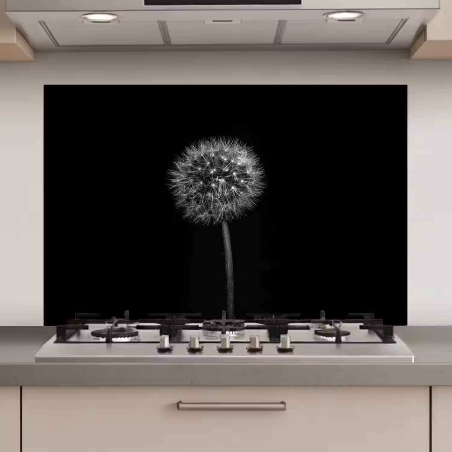 Paardenbloem - Zwart - Bloemen - Botanisch keuken achterwand spatscherm klein -3d_website