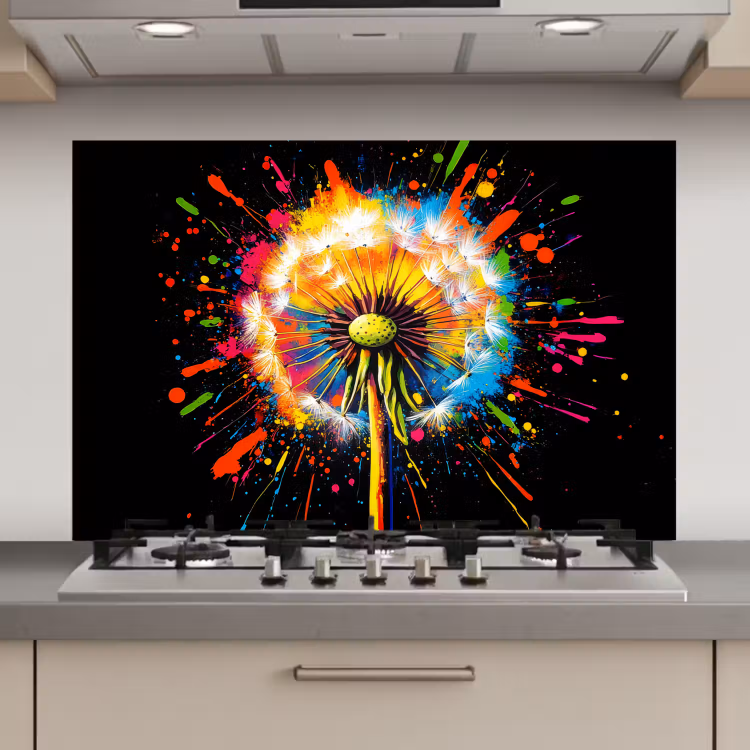 Paardenbloem - Graffiti - Kleurrijk - Bloemen - Natuur keuken achterwand spatscherm klein -3d_website