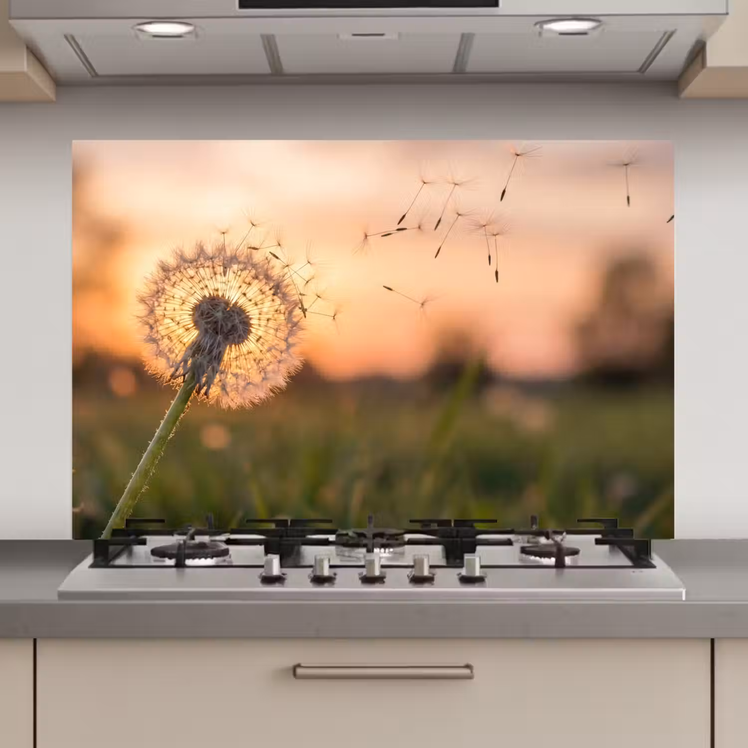 Paardenbloem - Zonsondergang - Veld keuken achterwand spatscherm klein -3d_website