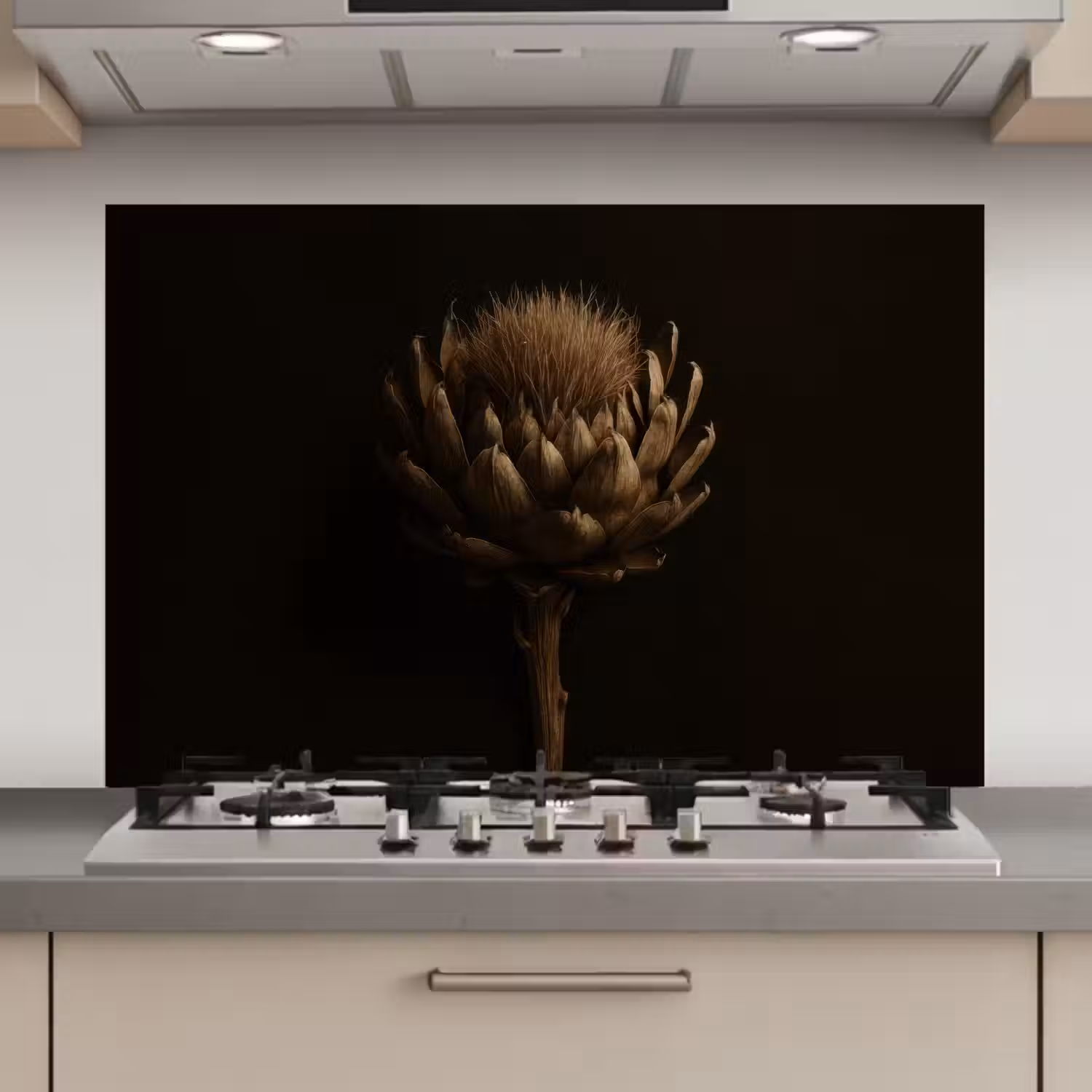 Donkerbruin - Bloem - Textuur - Artisjok keuken achterwand spatscherm klein -3d_website