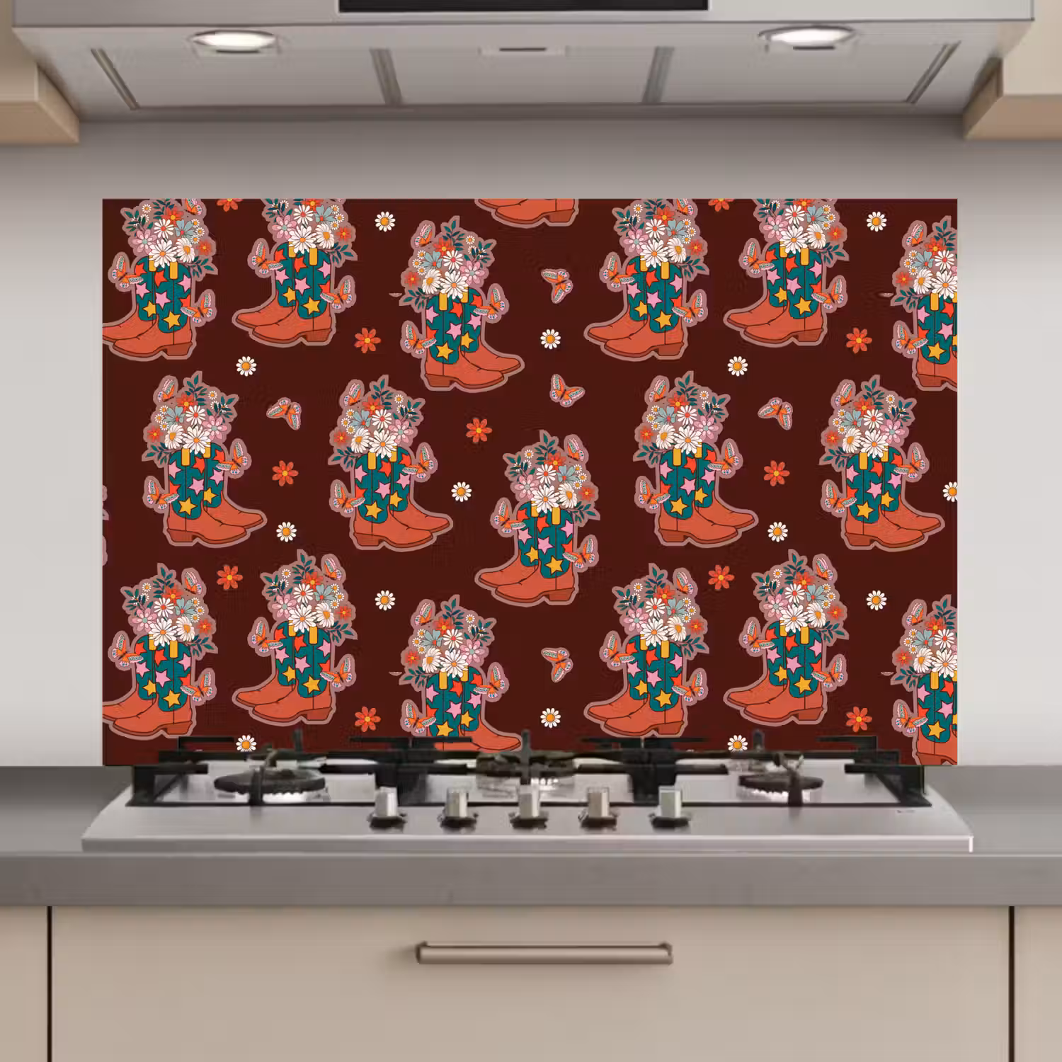 Donker - Cowboy - Laars - Patroon keuken achterwand spatscherm klein 900 -3d_website