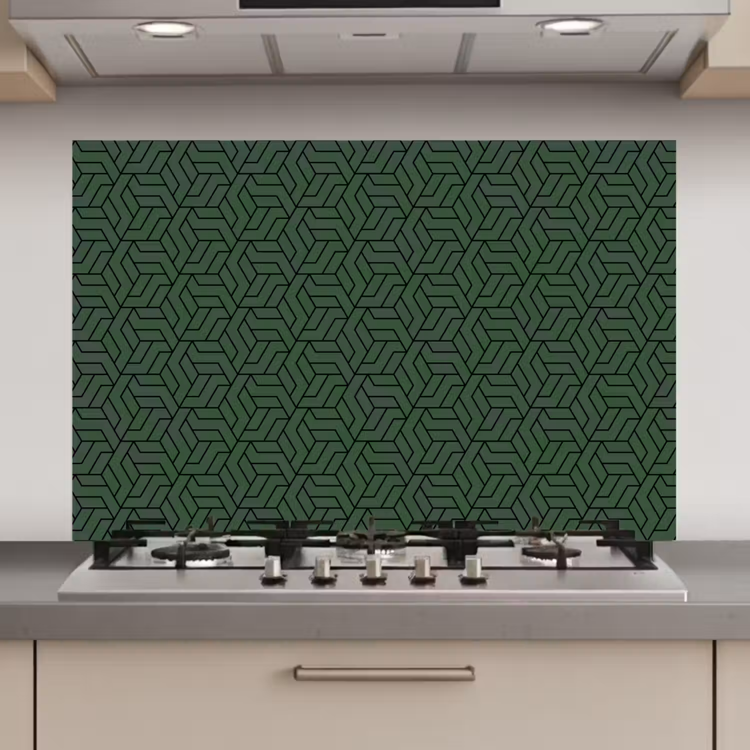 Donkergroen - Patroon - Lijnen - Zwart keuken achterwand spatscherm klein 900 -3d_website