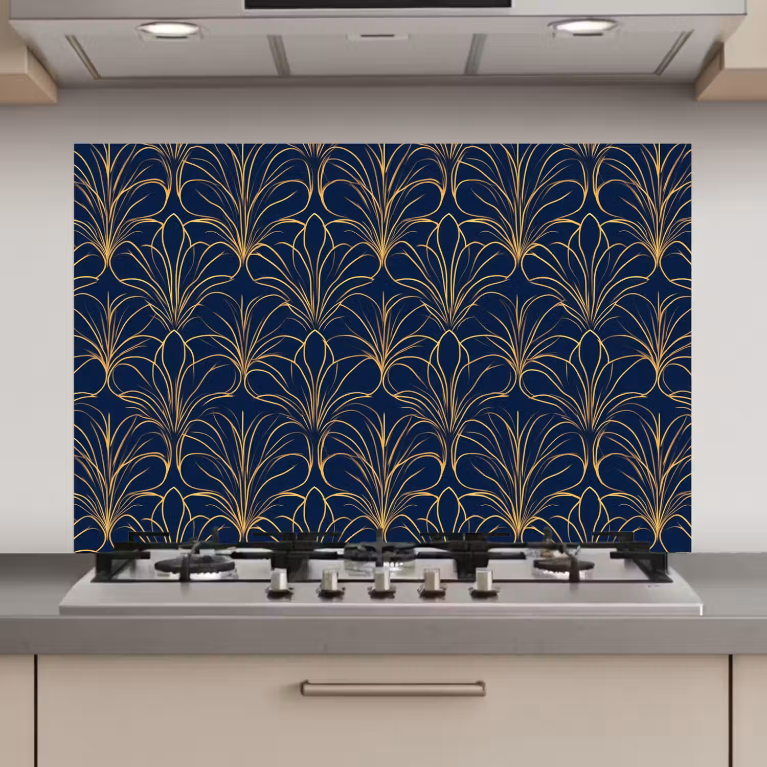 Deco - Waaier - Blauw keuken achterwand spatscherm klein 900 -3d_website