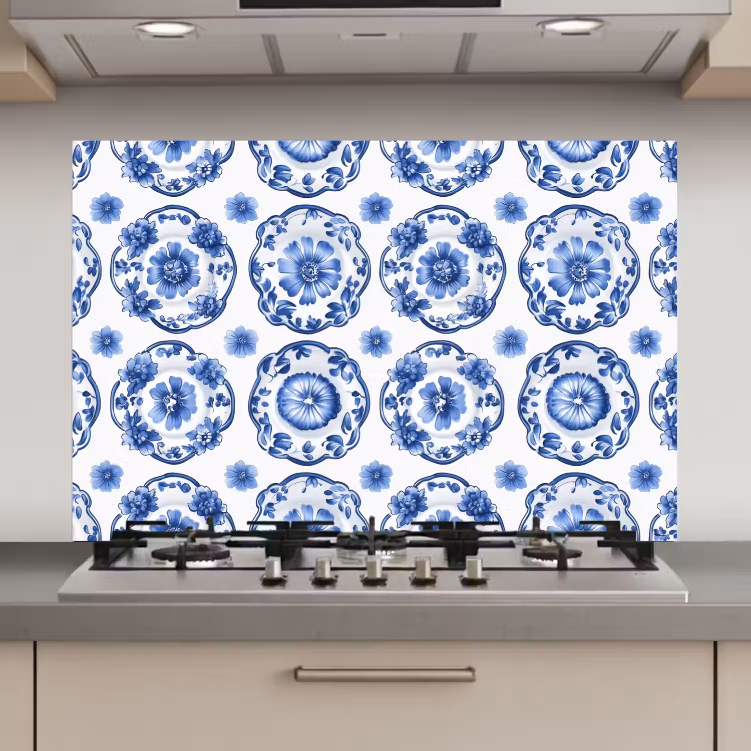Sierborden - Bloemen - Blauw keuken achterwand spatscherm klein 900 -3d_website