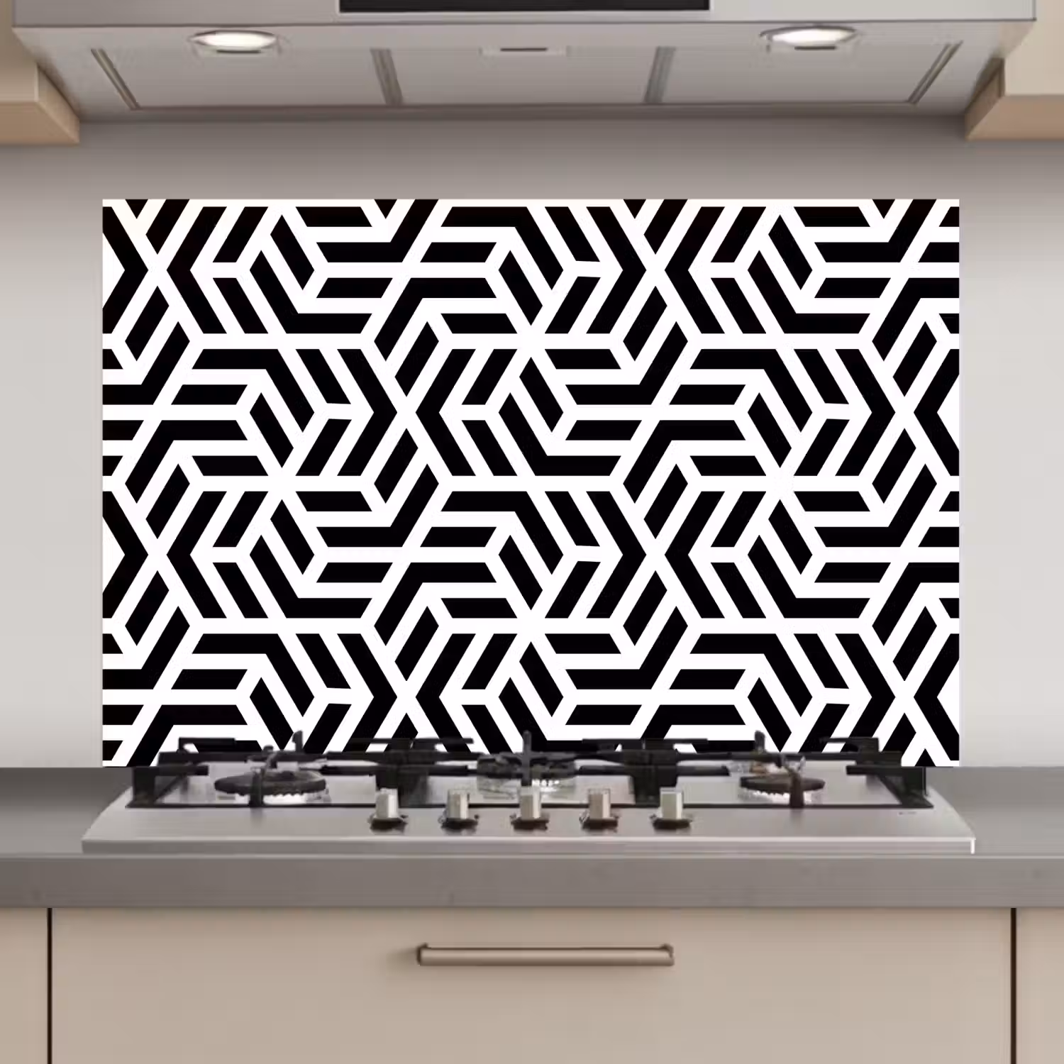 Design - Geometrie - Patroon - Zwart - Wit keuken achterwand spatscherm klein 900 -3d_website