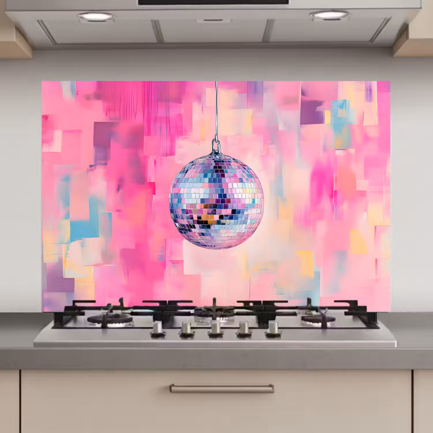 Discobal - Pink - Verf keuken achterwand spatscherm klein -3d_website