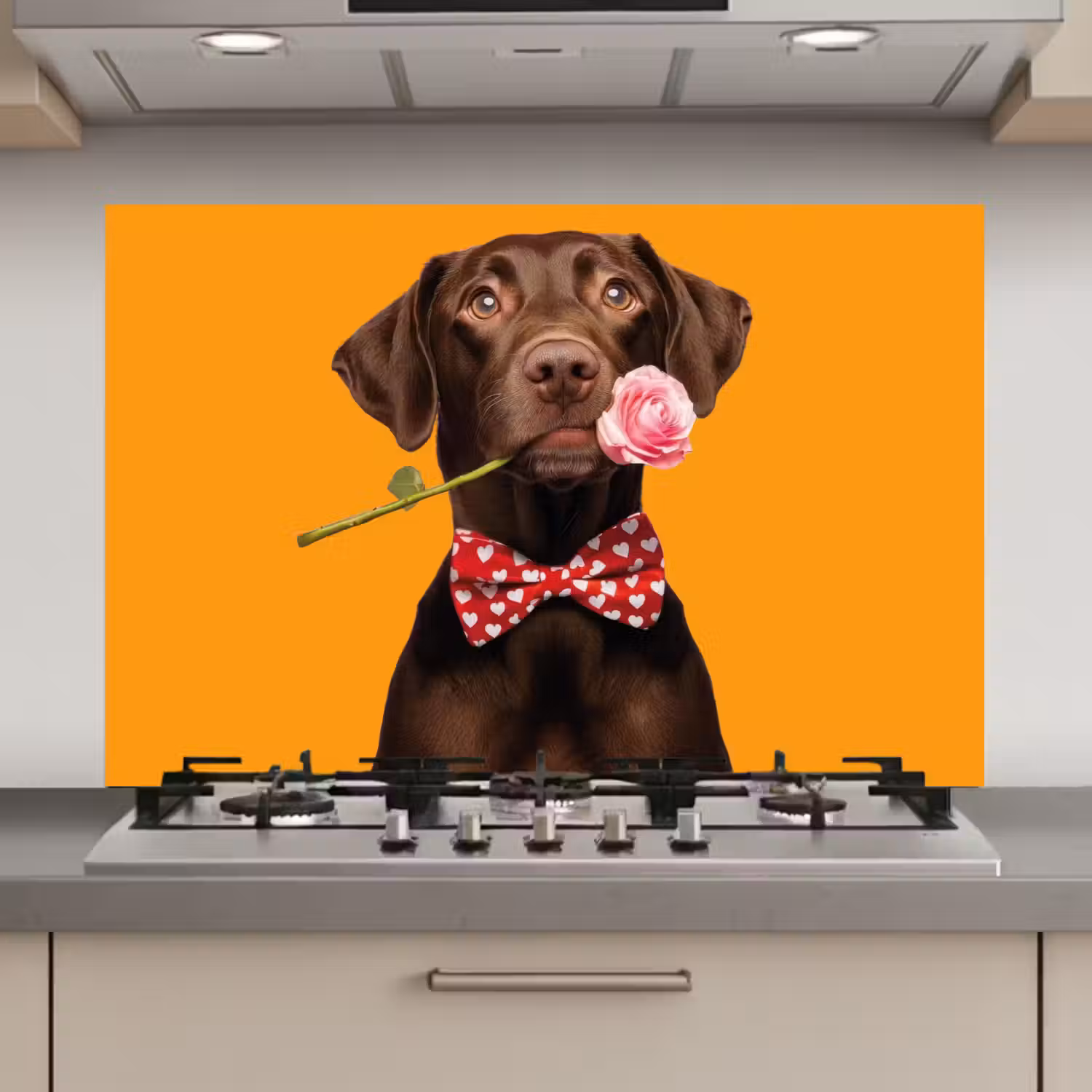 Hond - Oranje - Roos - Valentijn keuken achterwand spatscherm klein -3d_website