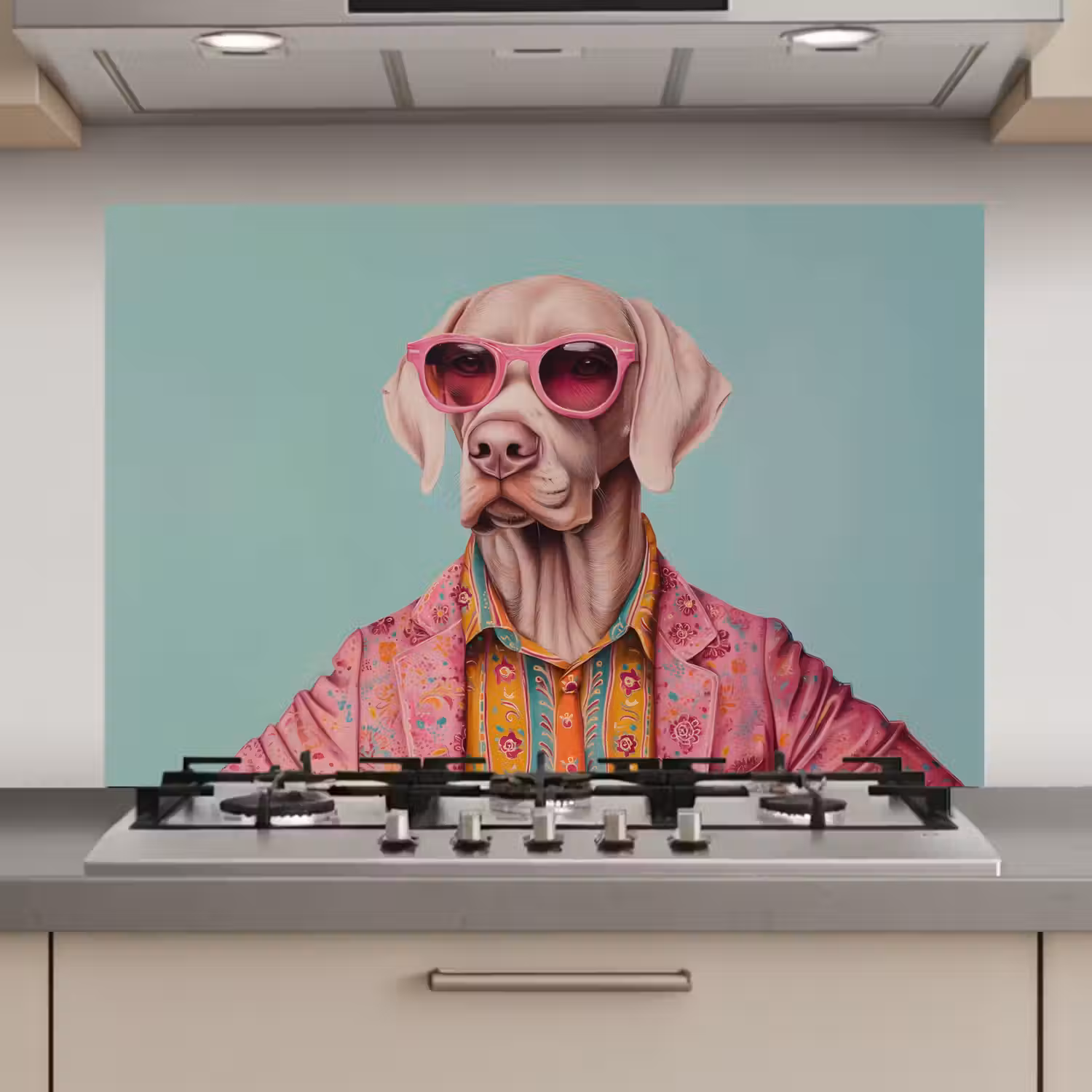 Hond - Overhemd - Bloemen - Bril keuken achterwand spatscherm klein -3d_website