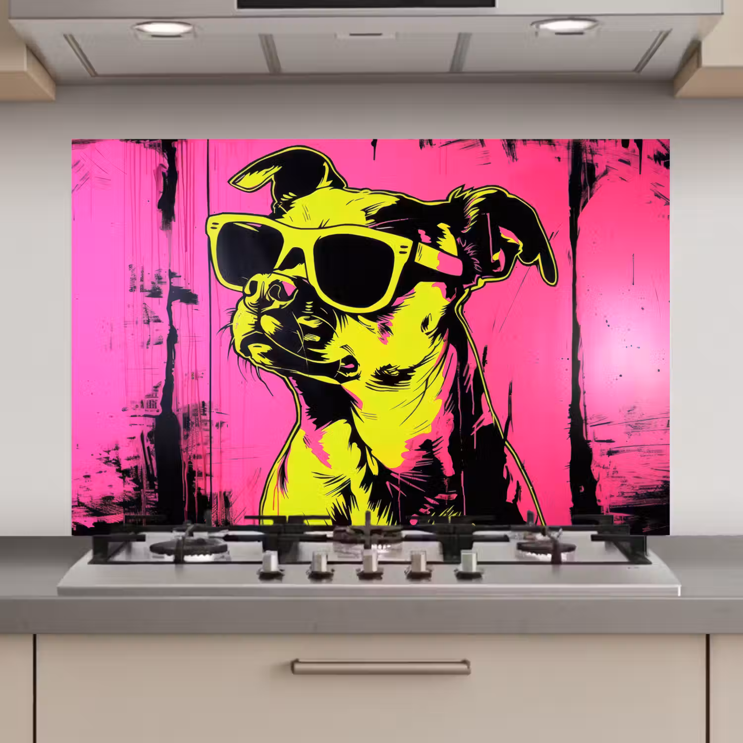 Hond - Zonnebril - Roze - Art keuken achterwand spatscherm klein -3d_website