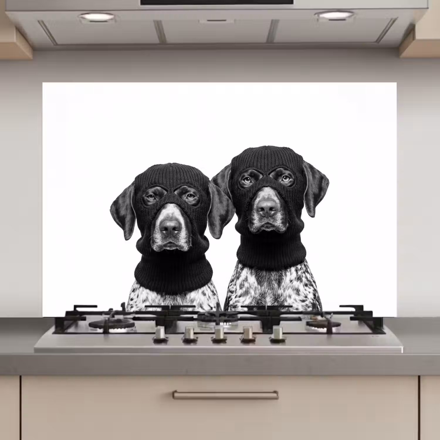 Honden - Bivakmuts - Zwart - wit keuken achterwand spatscherm klein -3d_website