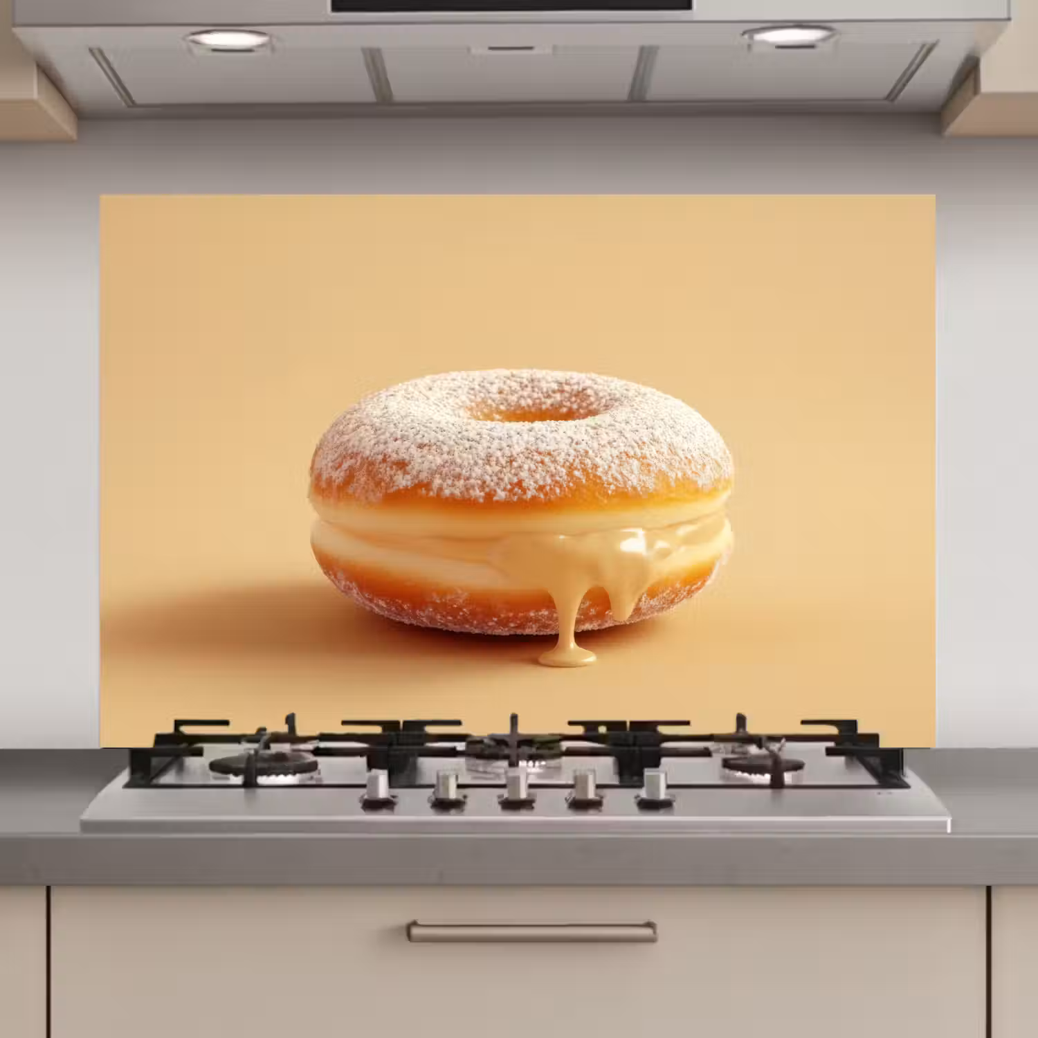 Donut - Romig - Poedersuiker - Beige keuken achterwand spatscherm klein -3d_website