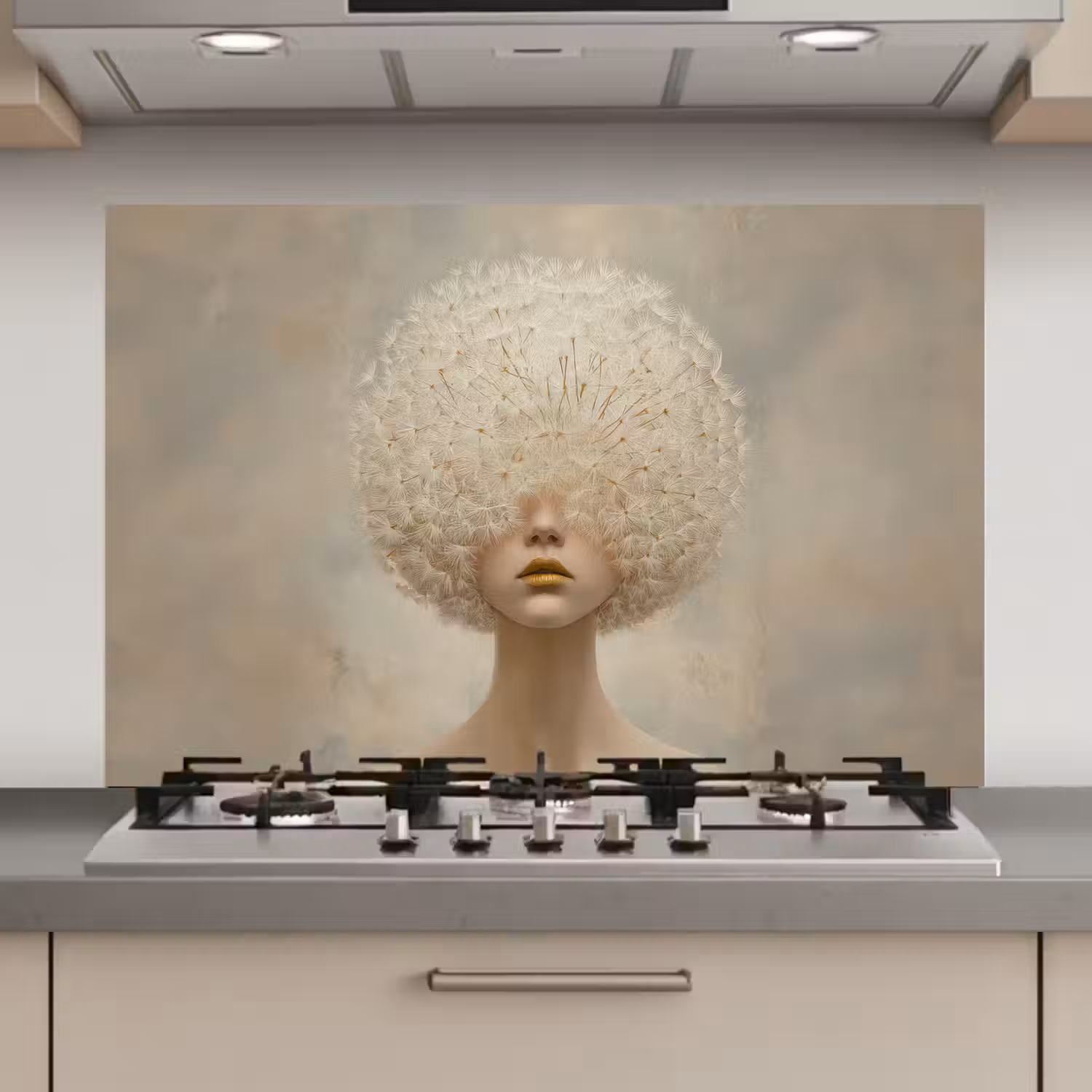 Dromerig - Beige - Paardenbloemzaadjes keuken achterwand spatscherm klein -3d_website