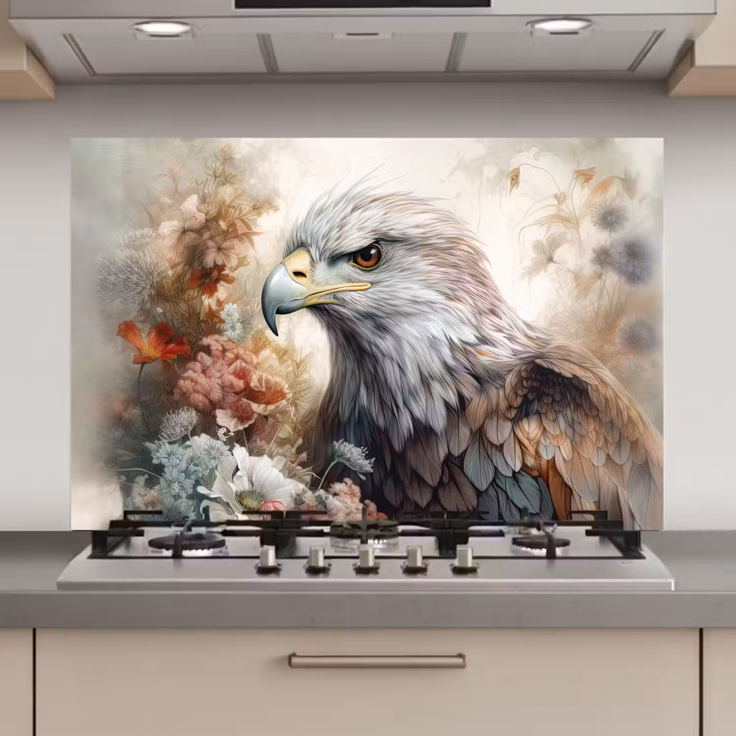 Arend - Adelaar - Vogel - Bloemen - Natuur keuken achterwand spatscherm klein -3d_website