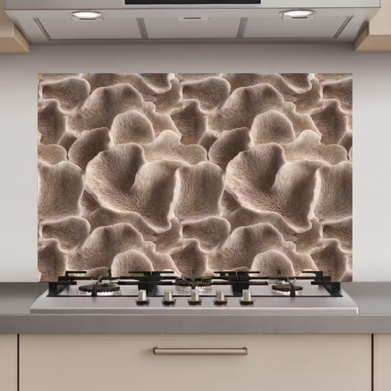 Waaiervorm - Beige - Vezel textuur keuken achterwand spatscherm klein 900 -3d_website