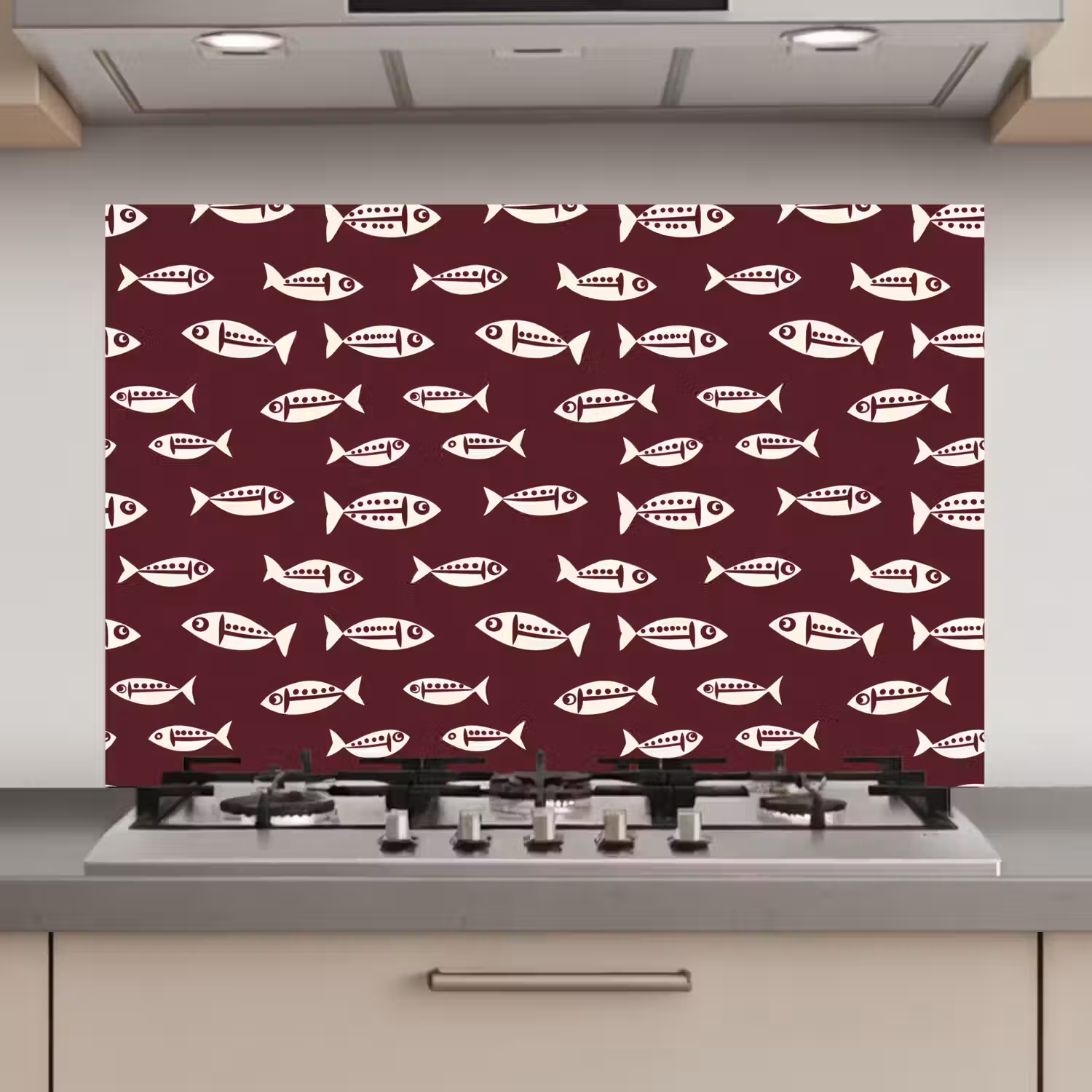 Vissen - Grafisch - Patroon - Donker keuken achterwand spatscherm klein 900 -3d_website