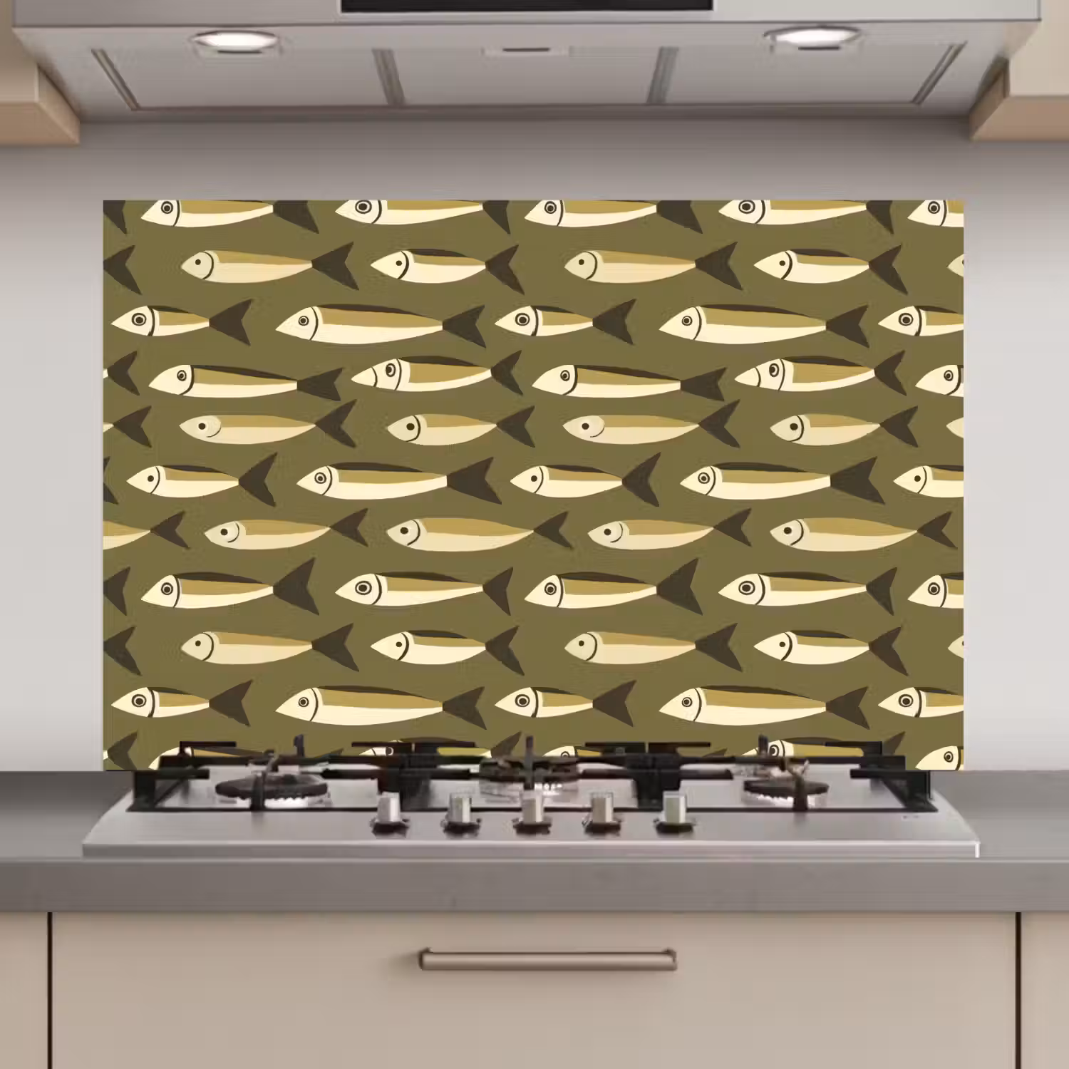 Vis - Patroon - Groen keuken achterwand spatscherm klein 900 -3d_website