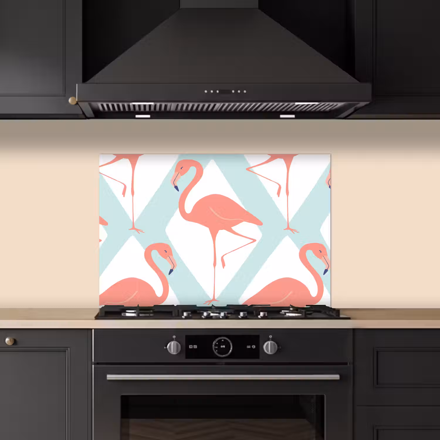 Flamingo - Mintgroen - Ruit keuken achterwand spatscherm klein 900 -sfeer1