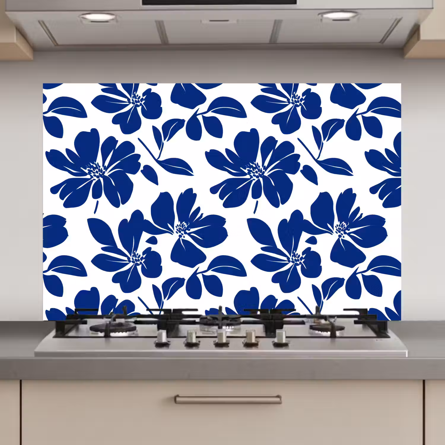 Floraal - Modern - Blauw keuken achterwand spatscherm klein 900 -3d_website