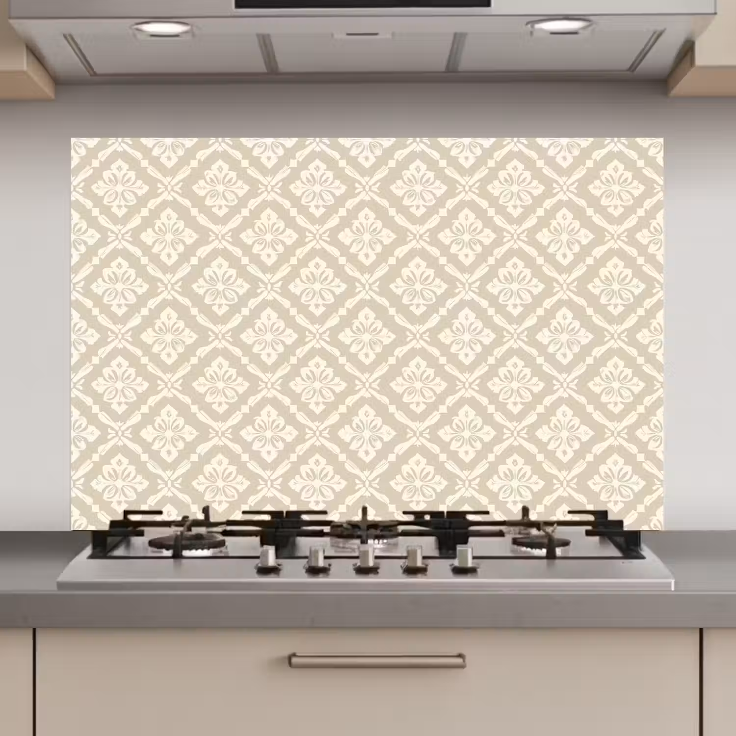 Floraal - Ornament - Beige keuken achterwand spatscherm klein 900 -3d_website