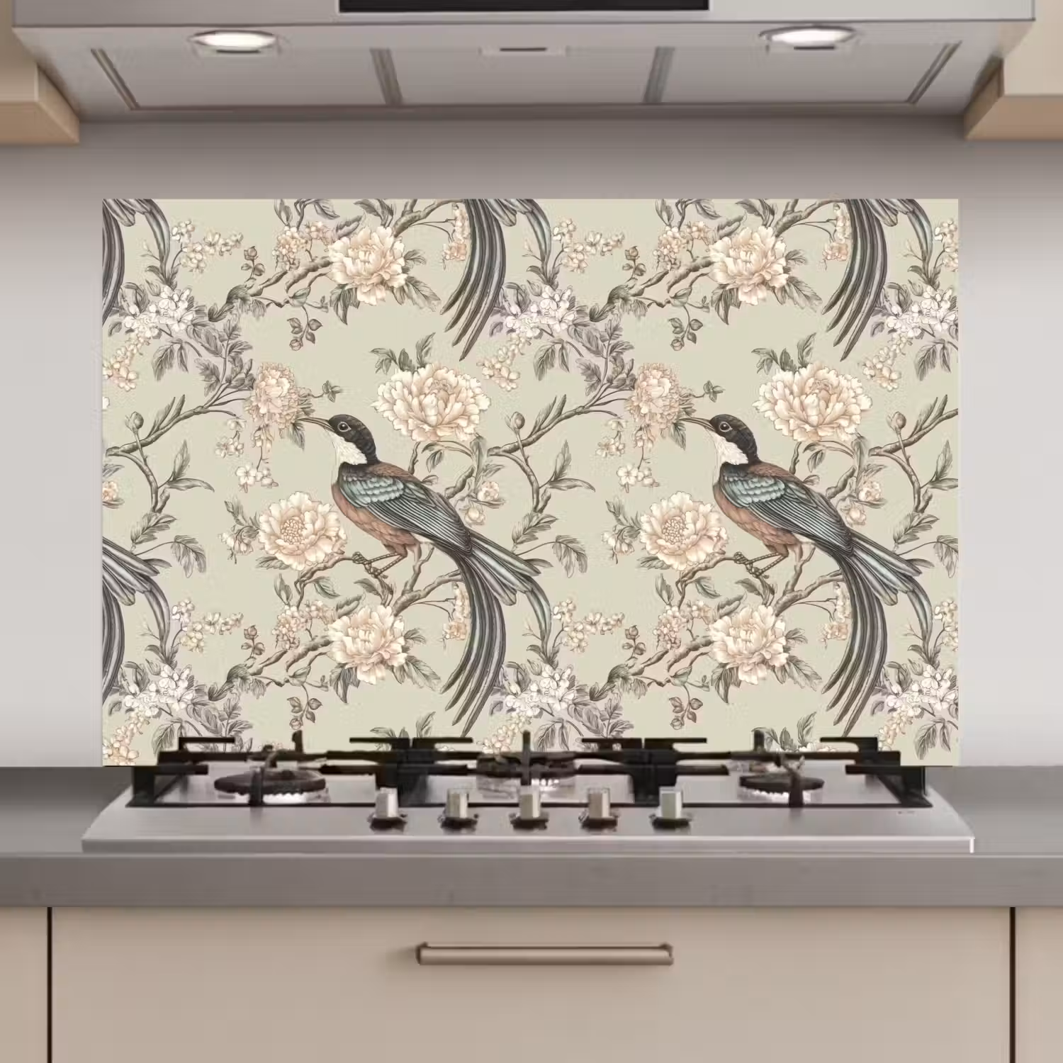 Bloem - Vogel - Kleurrijk keuken achterwand spatscherm klein 900 -3d_website