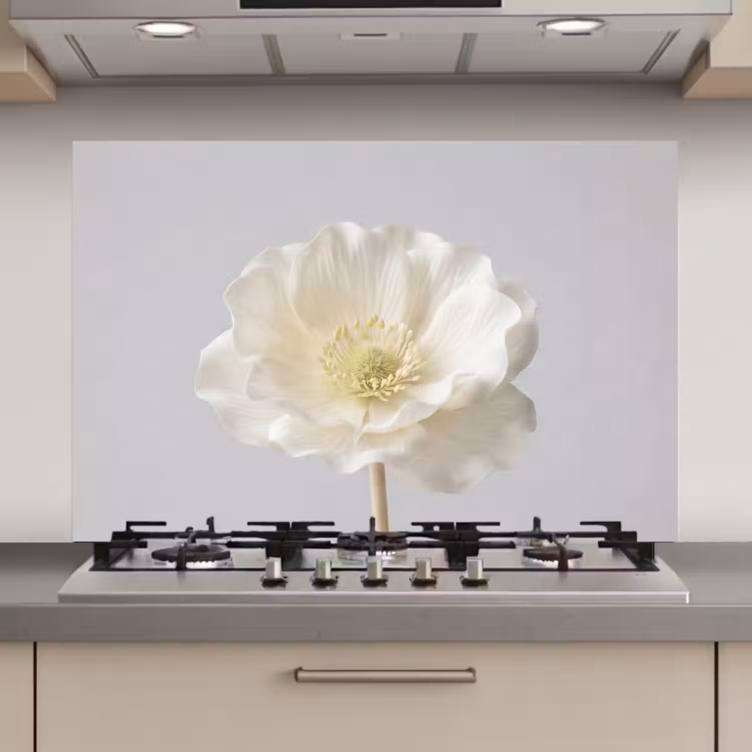 Bloem - Minimalistisch -Wit keuken achterwand spatscherm klein -3d_website