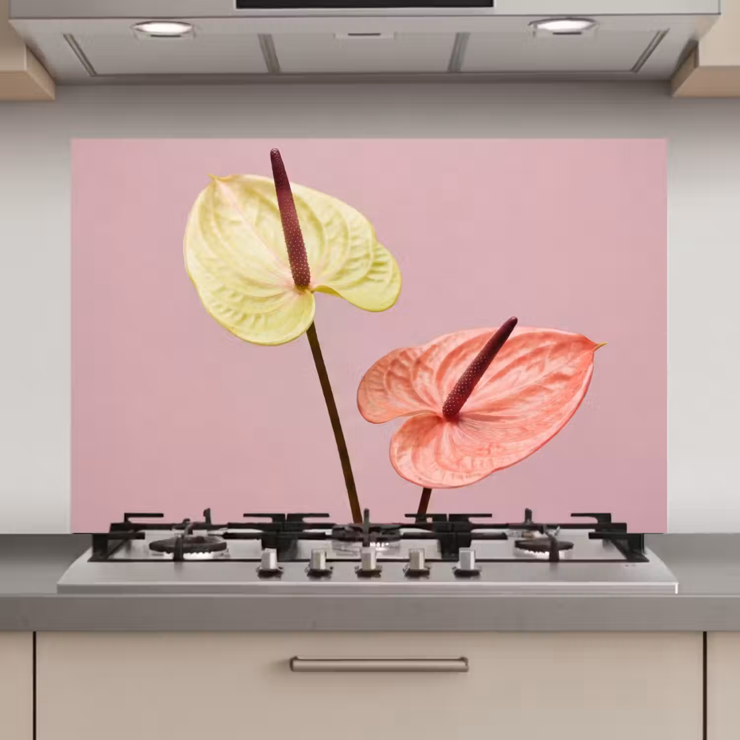 Bloemen - Anthuriums - Geel - Roze keuken achterwand spatscherm klein -3d_website