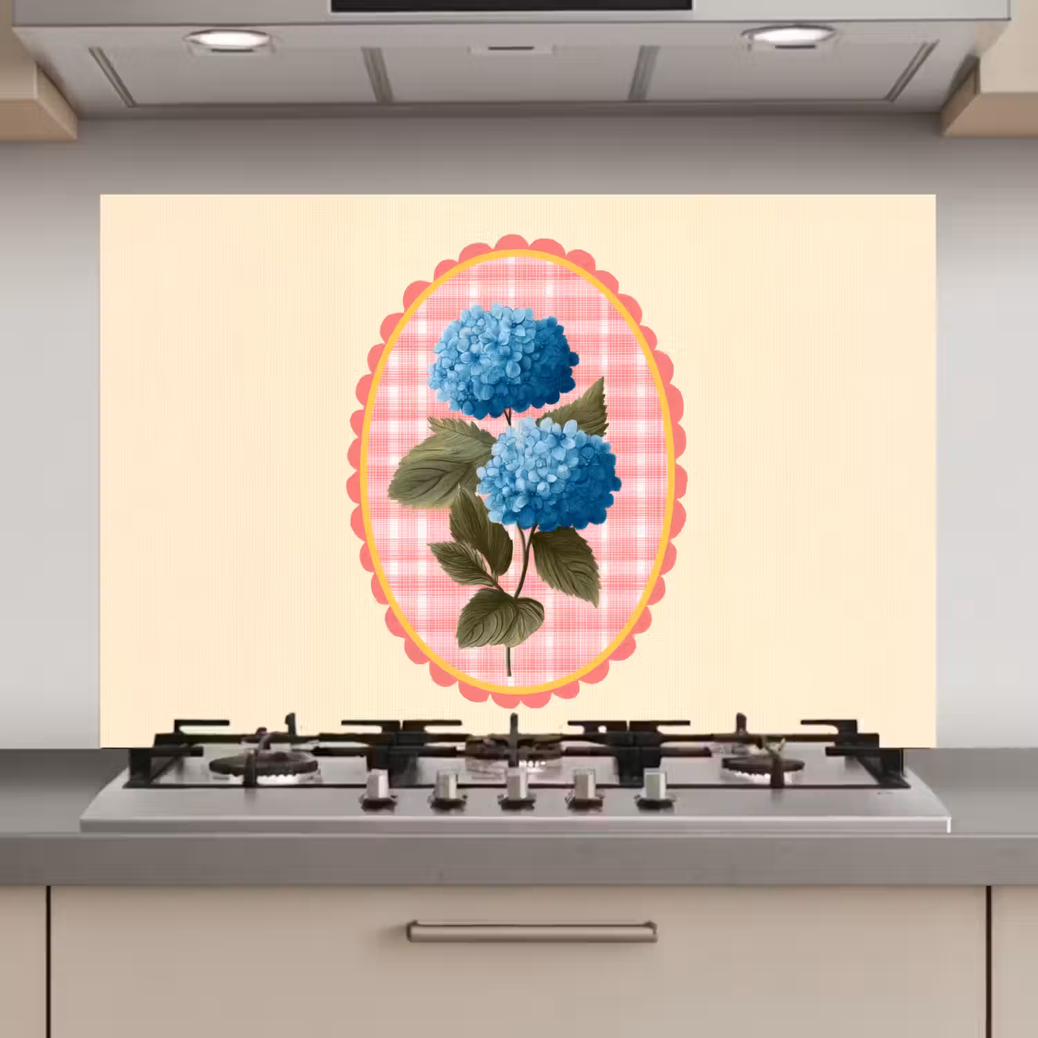 Bloemen - Blauw - Lijst - Bladeren keuken achterwand spatscherm klein -3d_website