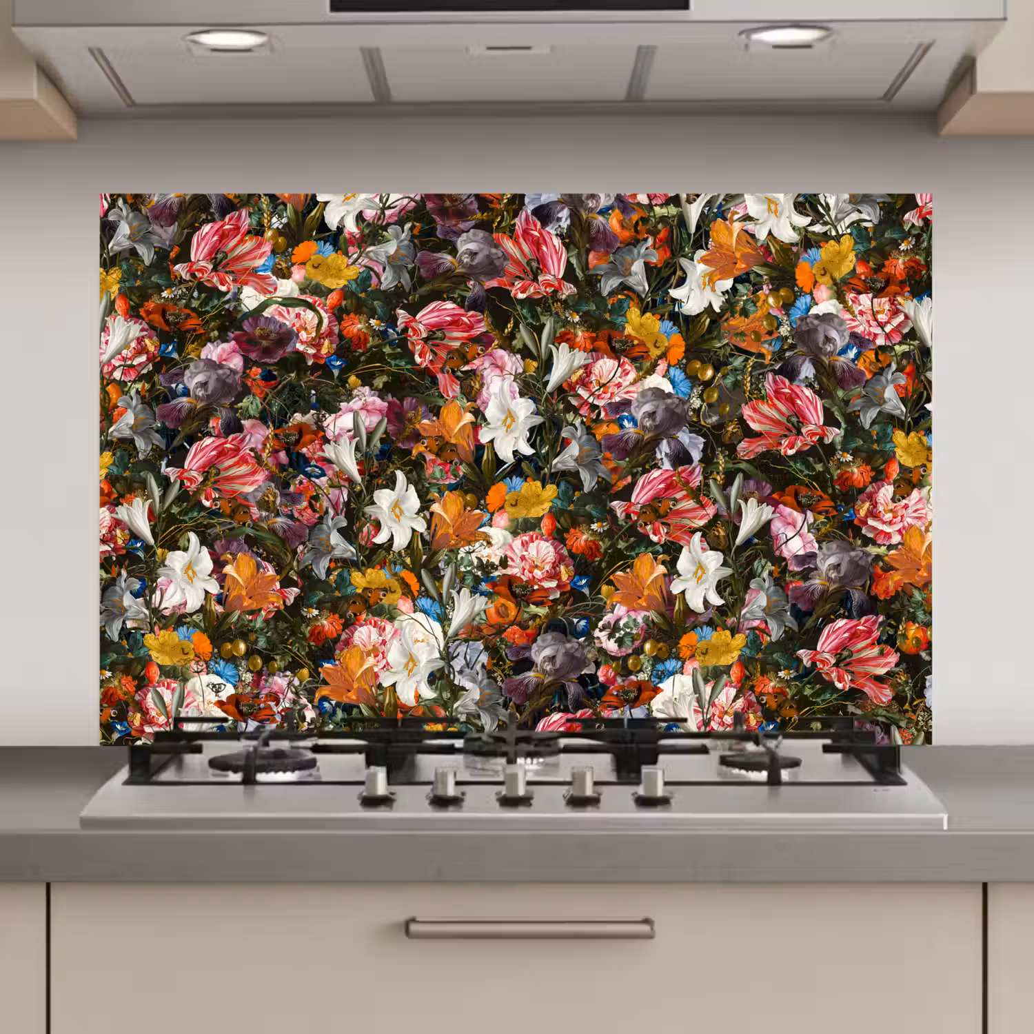 Bloemen - Vlinder - Design - Kunst - Abstract - Schilderij - Oude meesters keuken achterwand spatscherm klein -3d_website