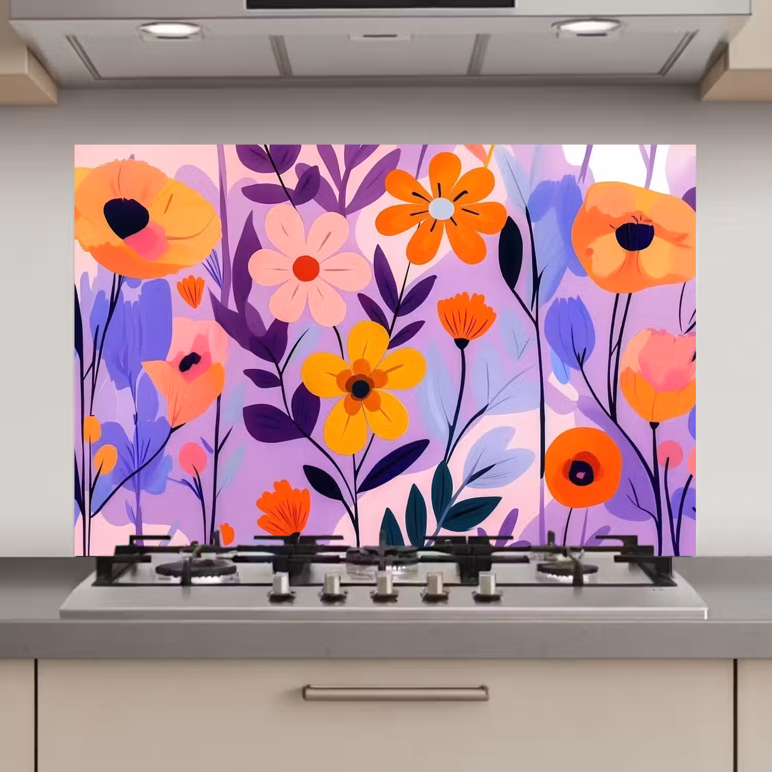Bloemen - Kleurrijk - Bladeren keuken achterwand spatscherm klein -3d_website