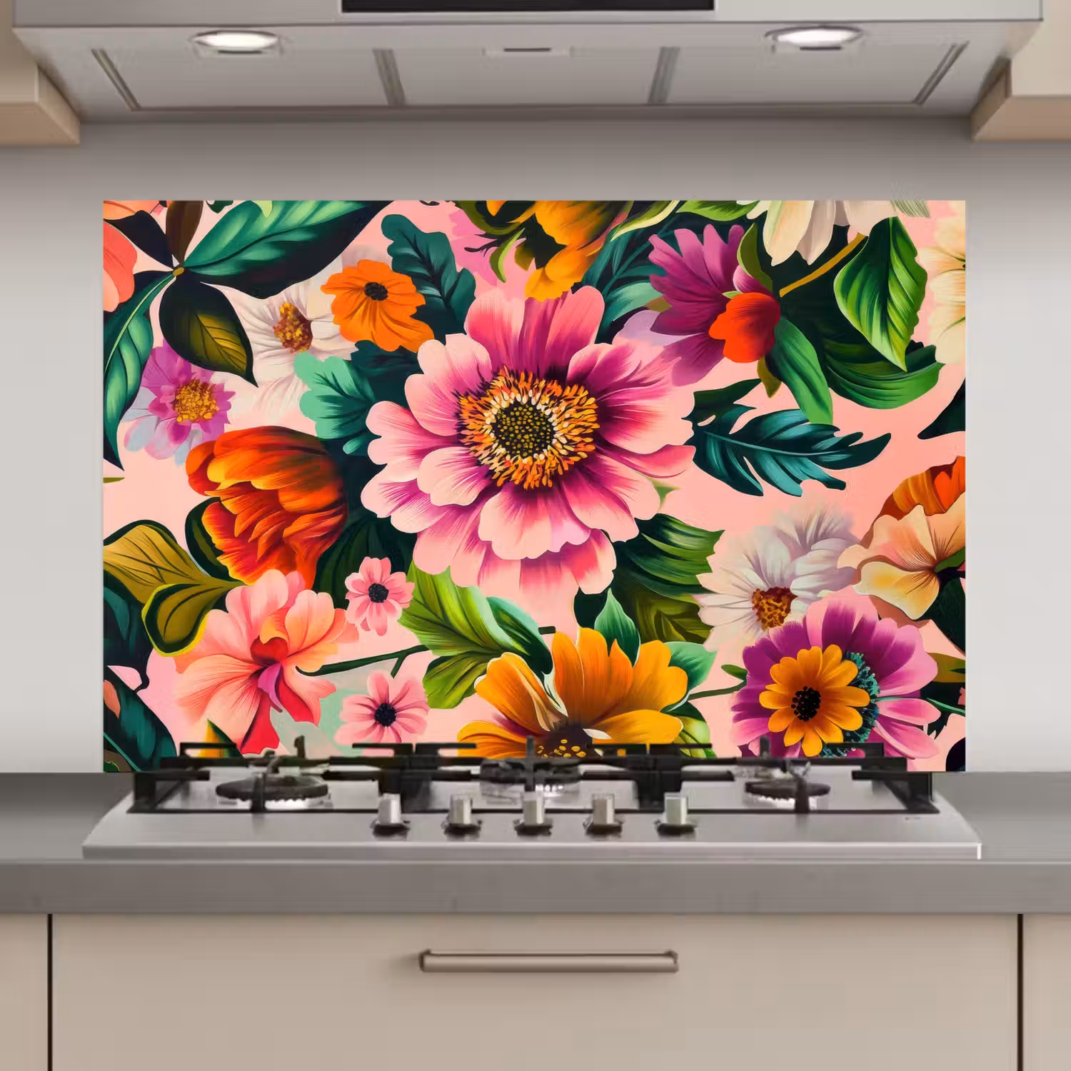 Bloemen - Kleurrijk - Roze keuken achterwand spatscherm klein -3d_website