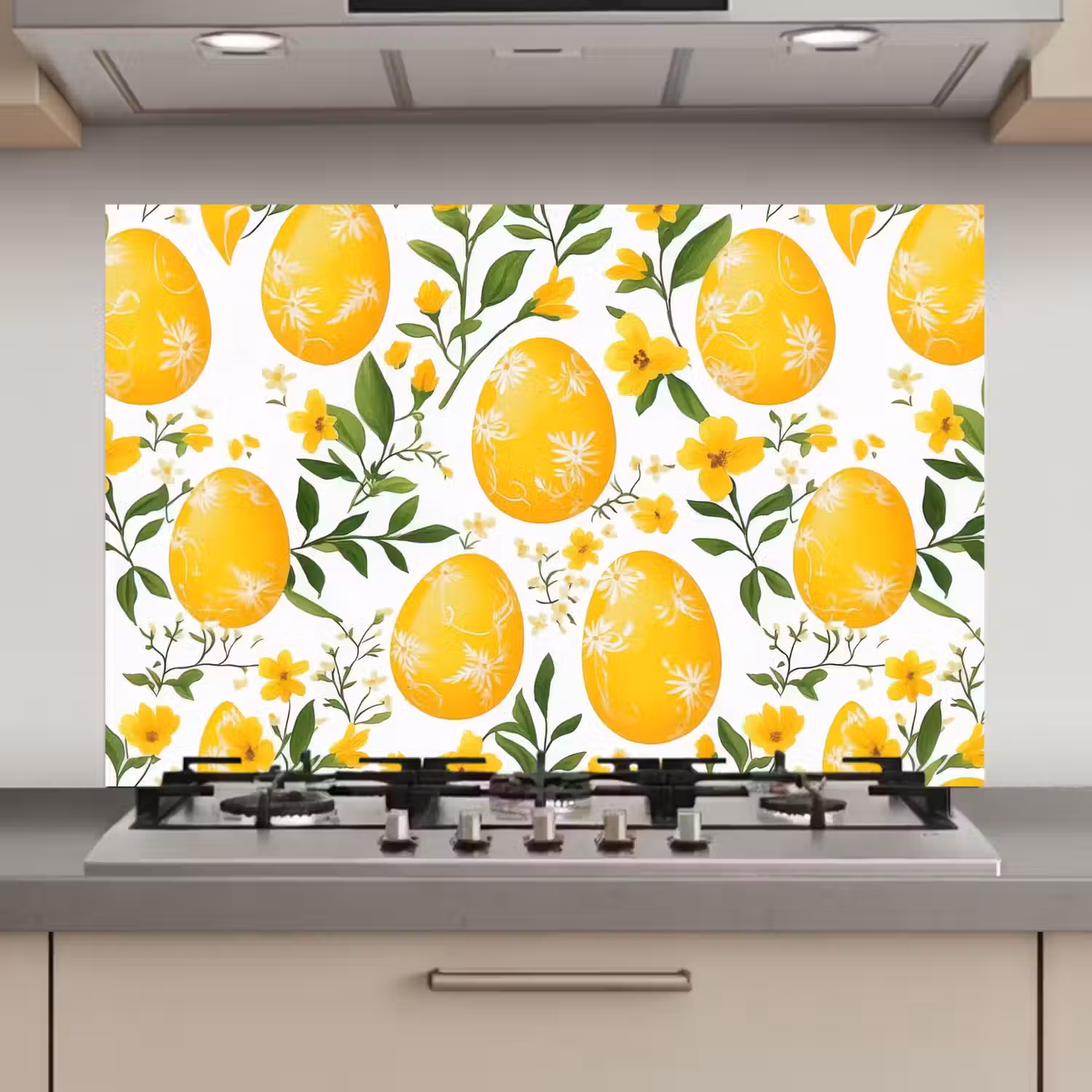 Bloemen - Paaseieren - Geel keuken achterwand spatscherm klein -3d_website