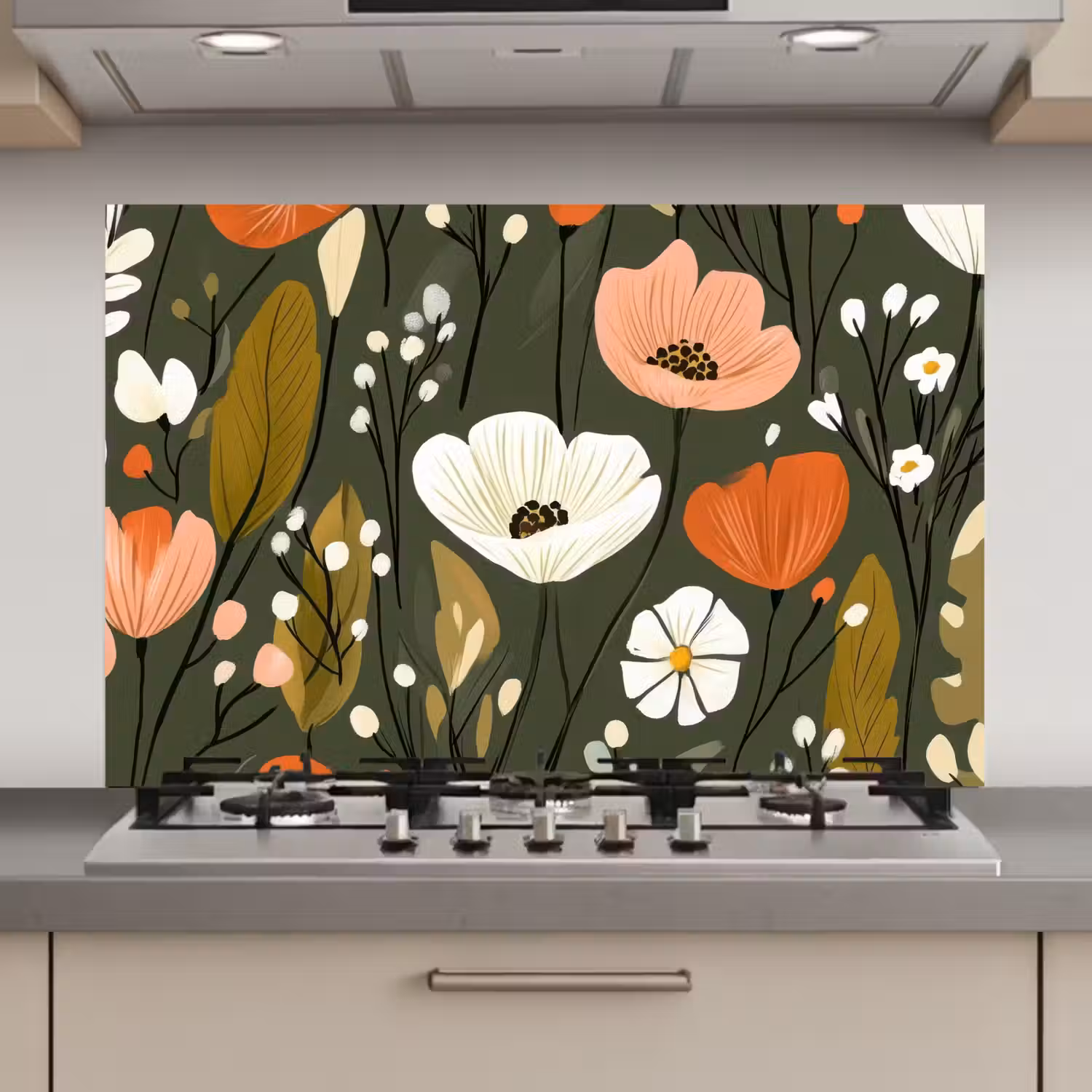 Bloemen - Illustratie - Groen keuken achterwand spatscherm klein -3d_website