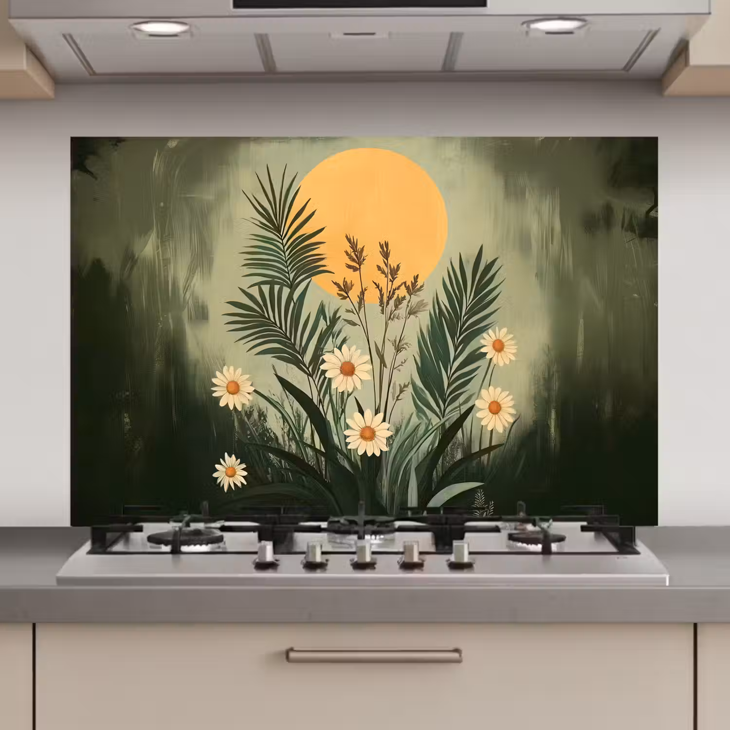 Bloemen - Bladeren - Zon - Groen keuken achterwand spatscherm klein -3d_website