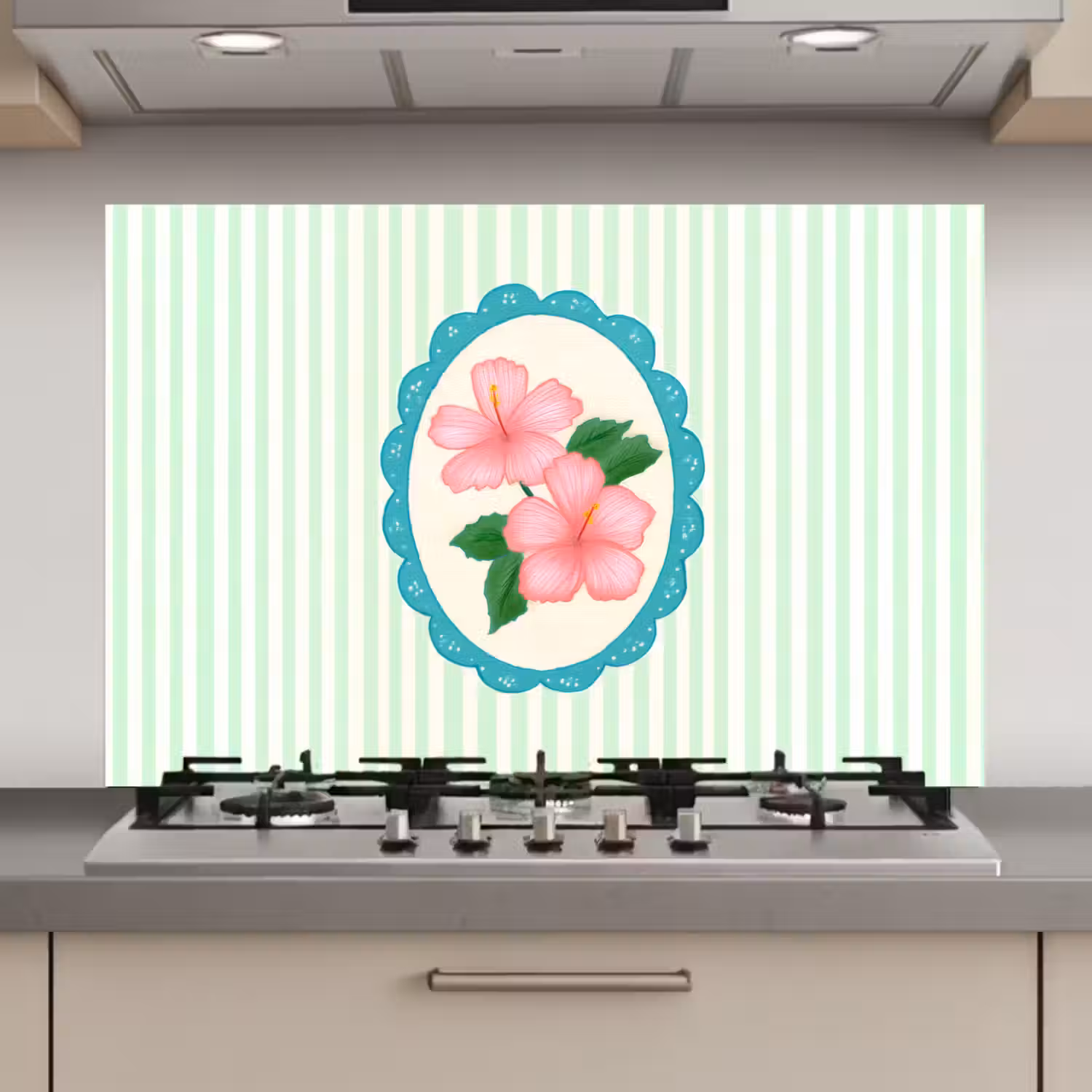 Bloemen - Ovaal - Strepen - Groen keuken achterwand spatscherm klein -3d_website