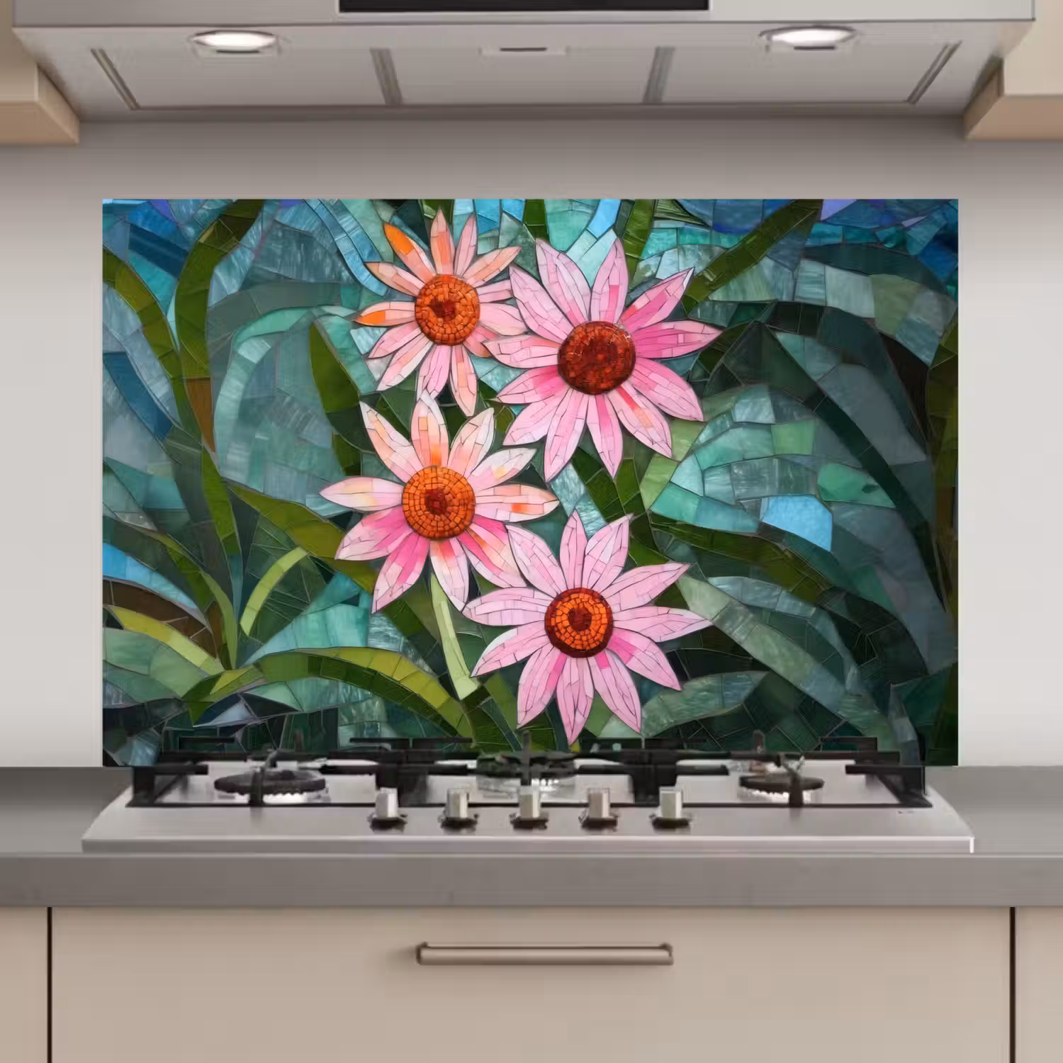 Bloemen - Roze - Glasmozaïek keuken achterwand spatscherm klein -3d_website
