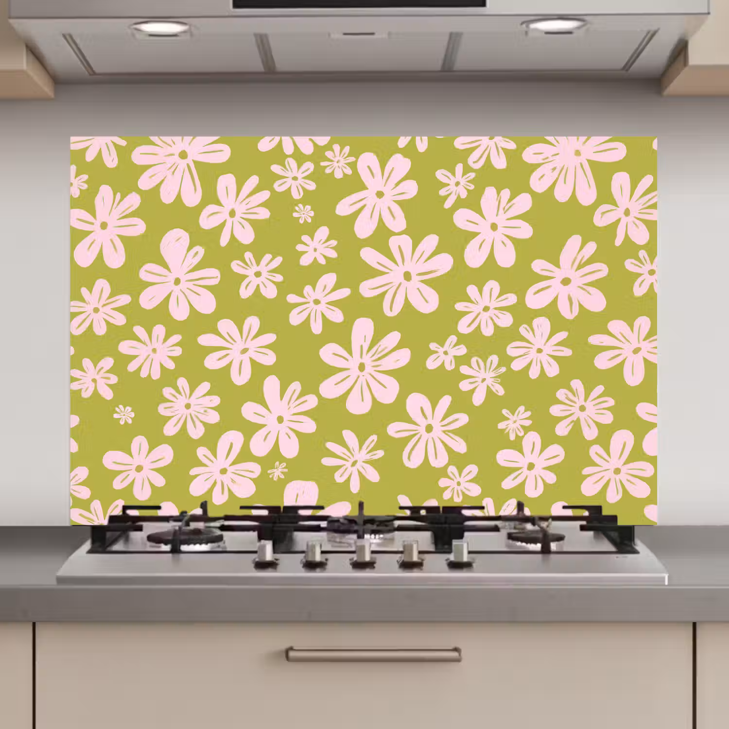 Bloemen - Roze - Getekend - Patroon keuken achterwand spatscherm klein -3d_website