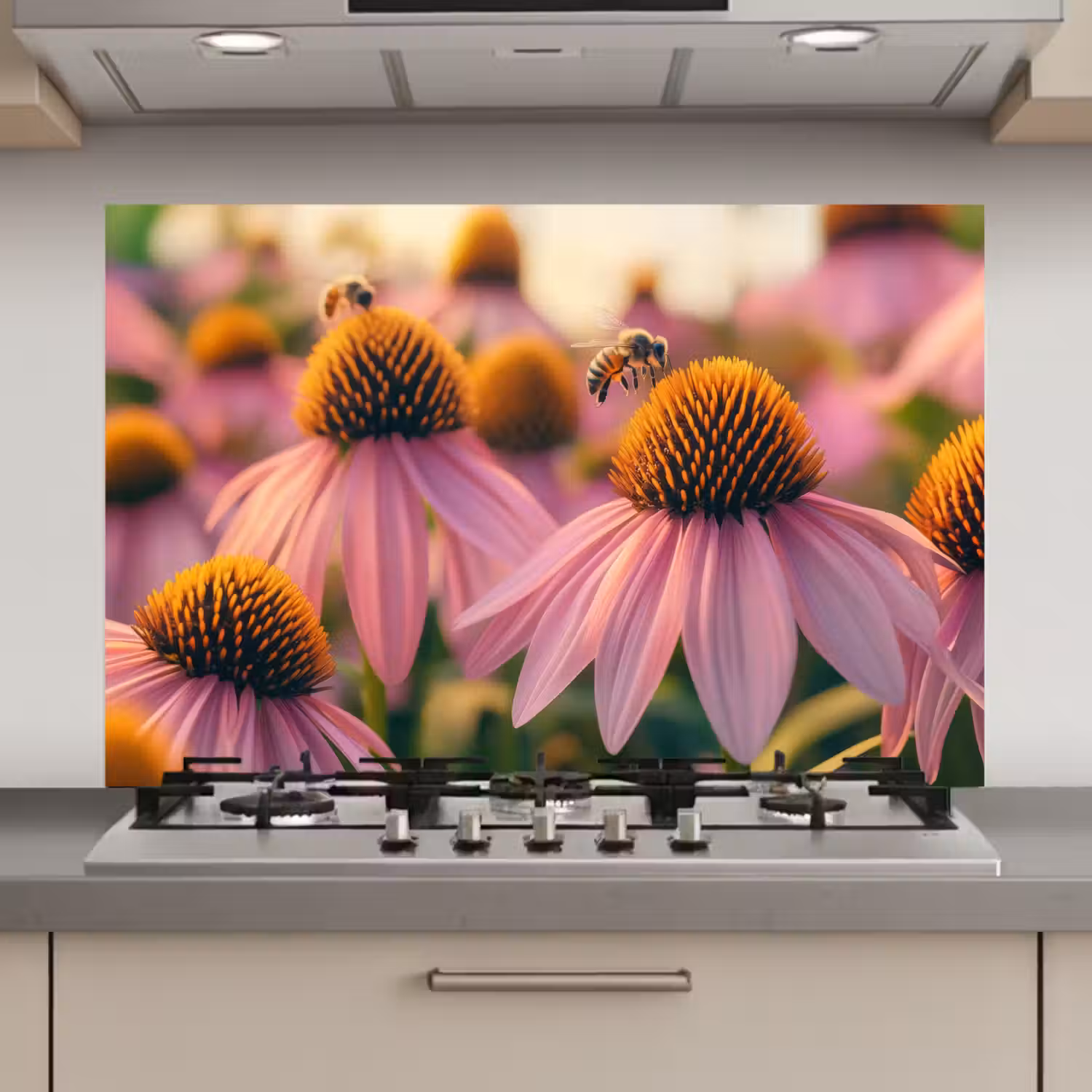Bloemen - Paars - Bijen keuken achterwand spatscherm klein -3d_website