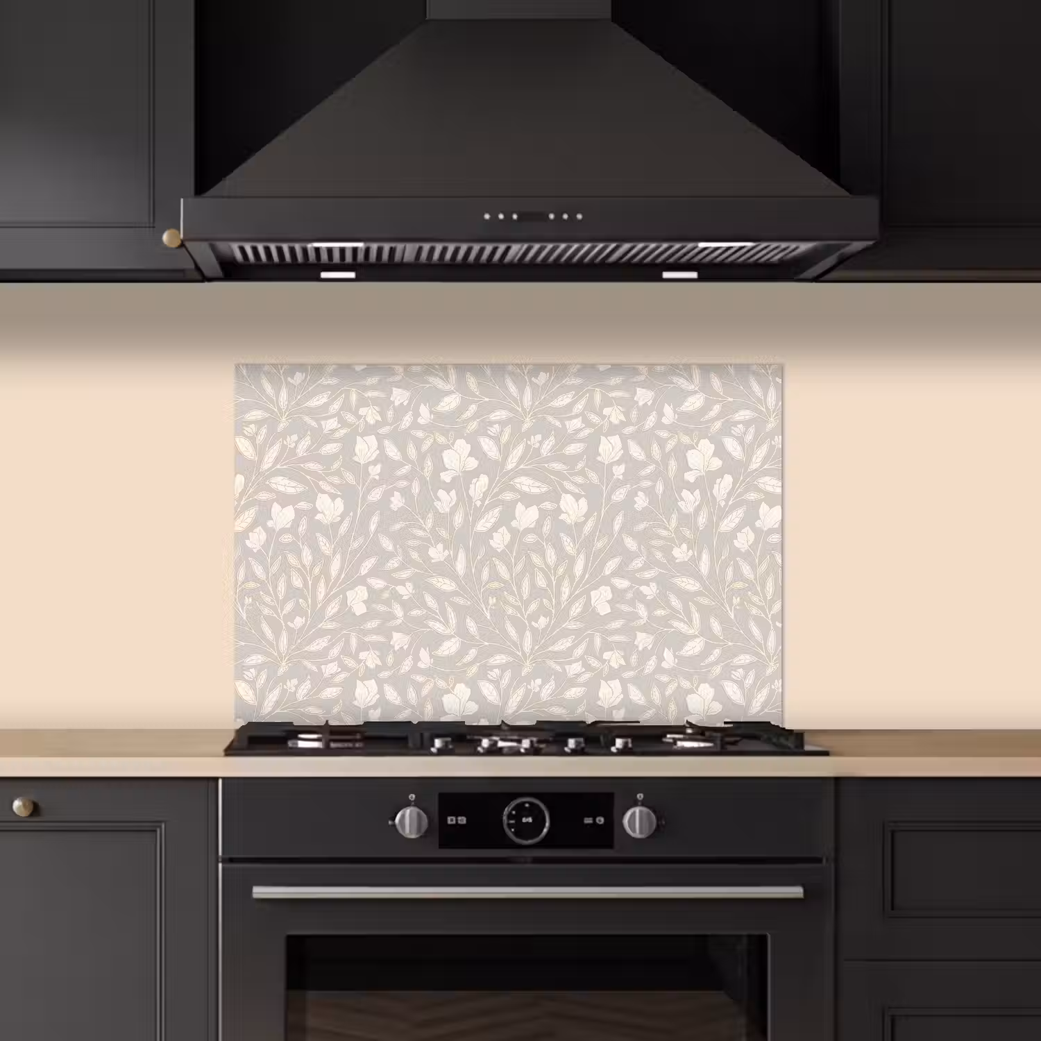 Bloemen - Steel - Blaadjes keuken achterwand spatscherm klein 900 -sfeer1