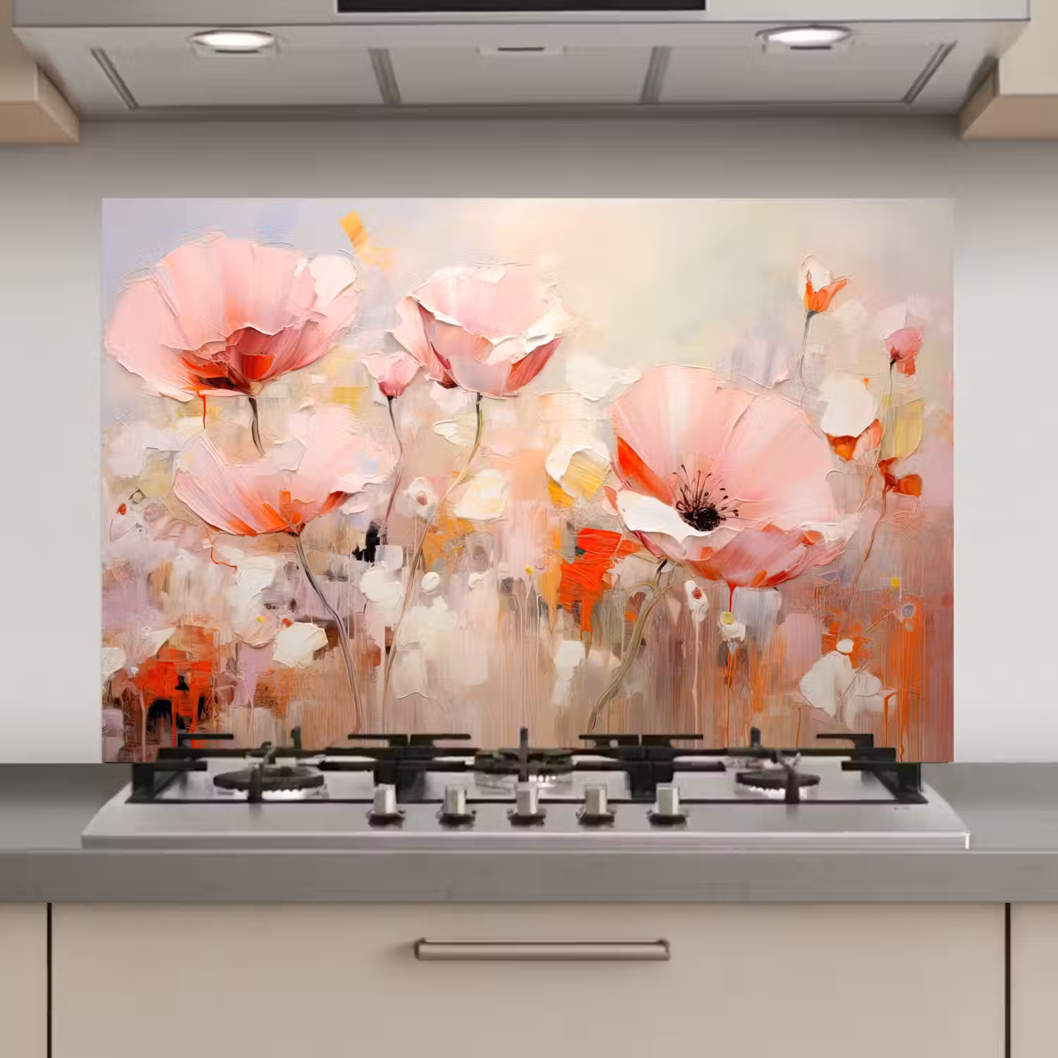Bloemen - Watercolor - Roze - Abstract - Kunst keuken achterwand spatscherm klein -3d_website