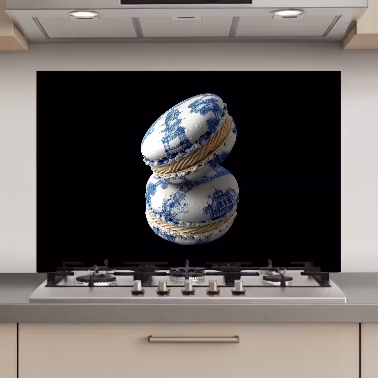 Eten - Macarons - Delfts blauw - Koekjes keuken achterwand spatscherm klein -3d_website